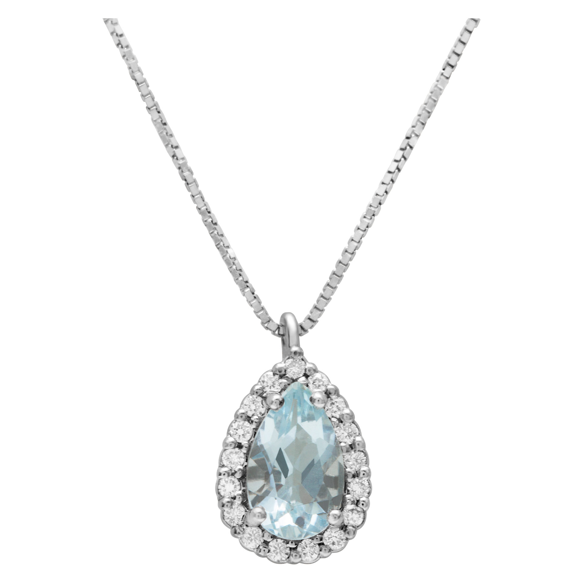 Aquamarine cute little pendant with 0.13 cts in diamonds in 18k white gold