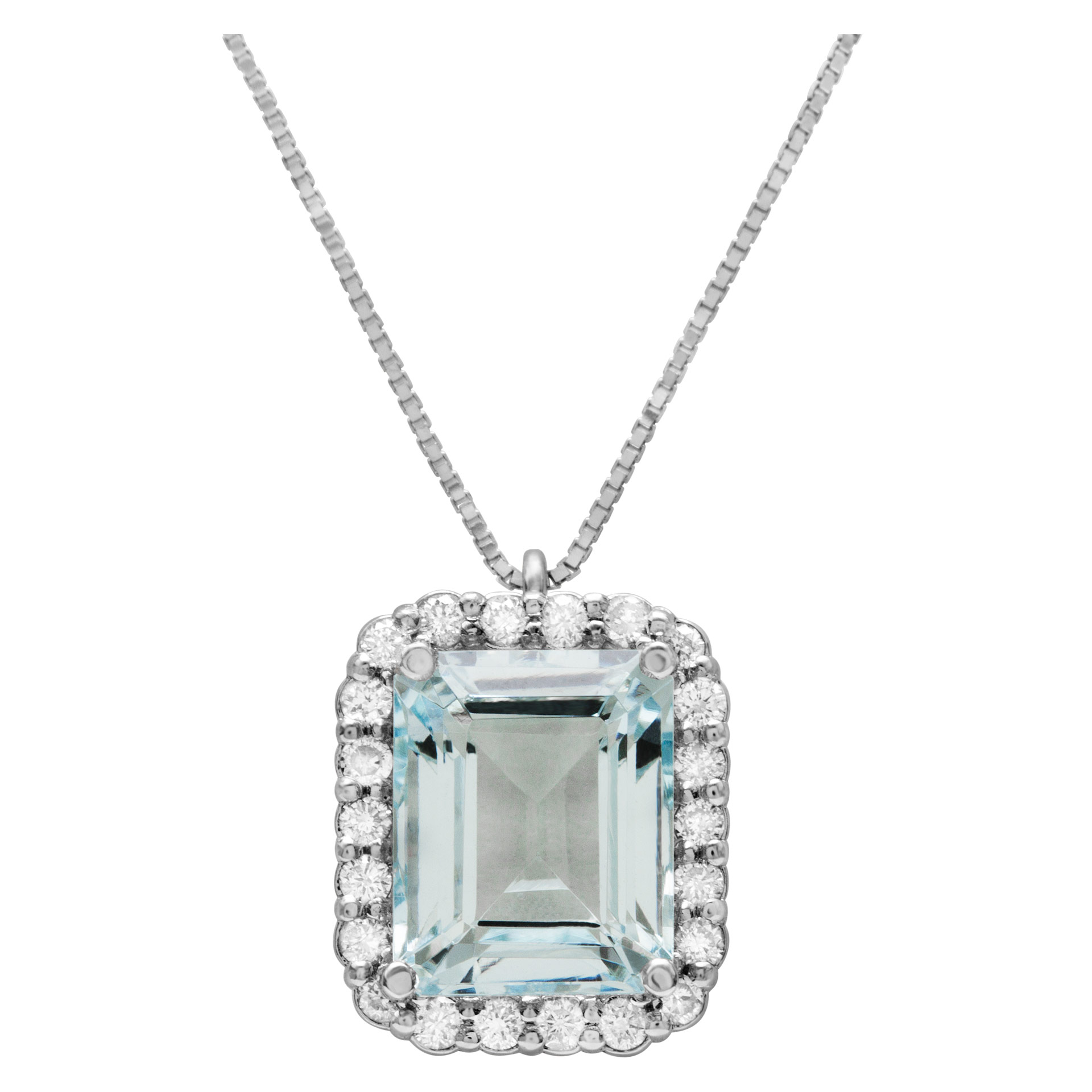 Aquamarine pendant with diamond accents 0.33 cts in 18k w/g