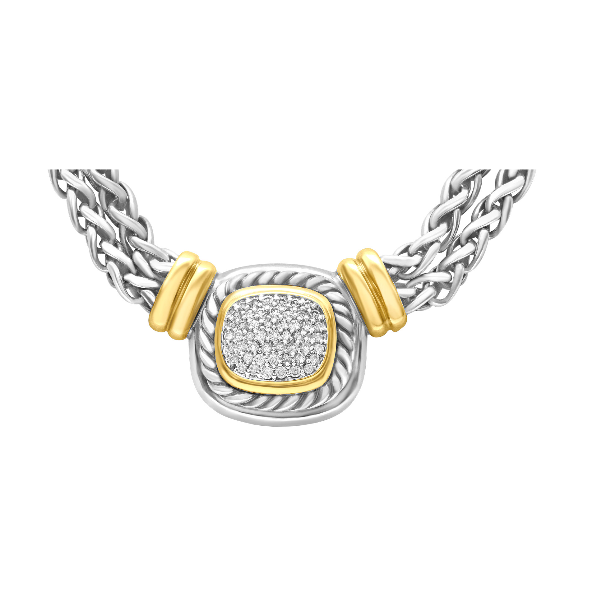 Modern David Yurman necklace with diamond pendant.