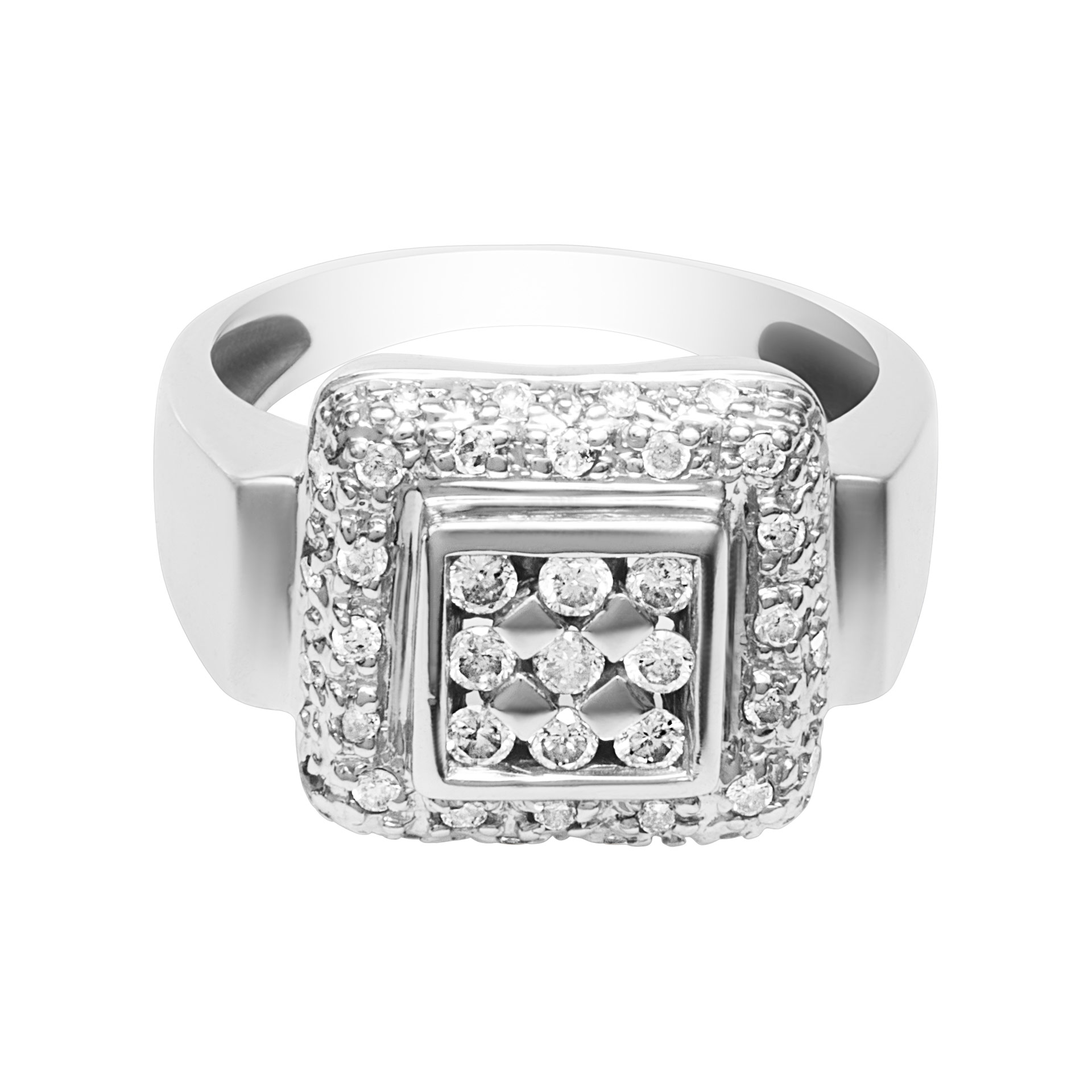 Modern style diamond ring in 18k white gold. 0.50 carats in clean white diamonds