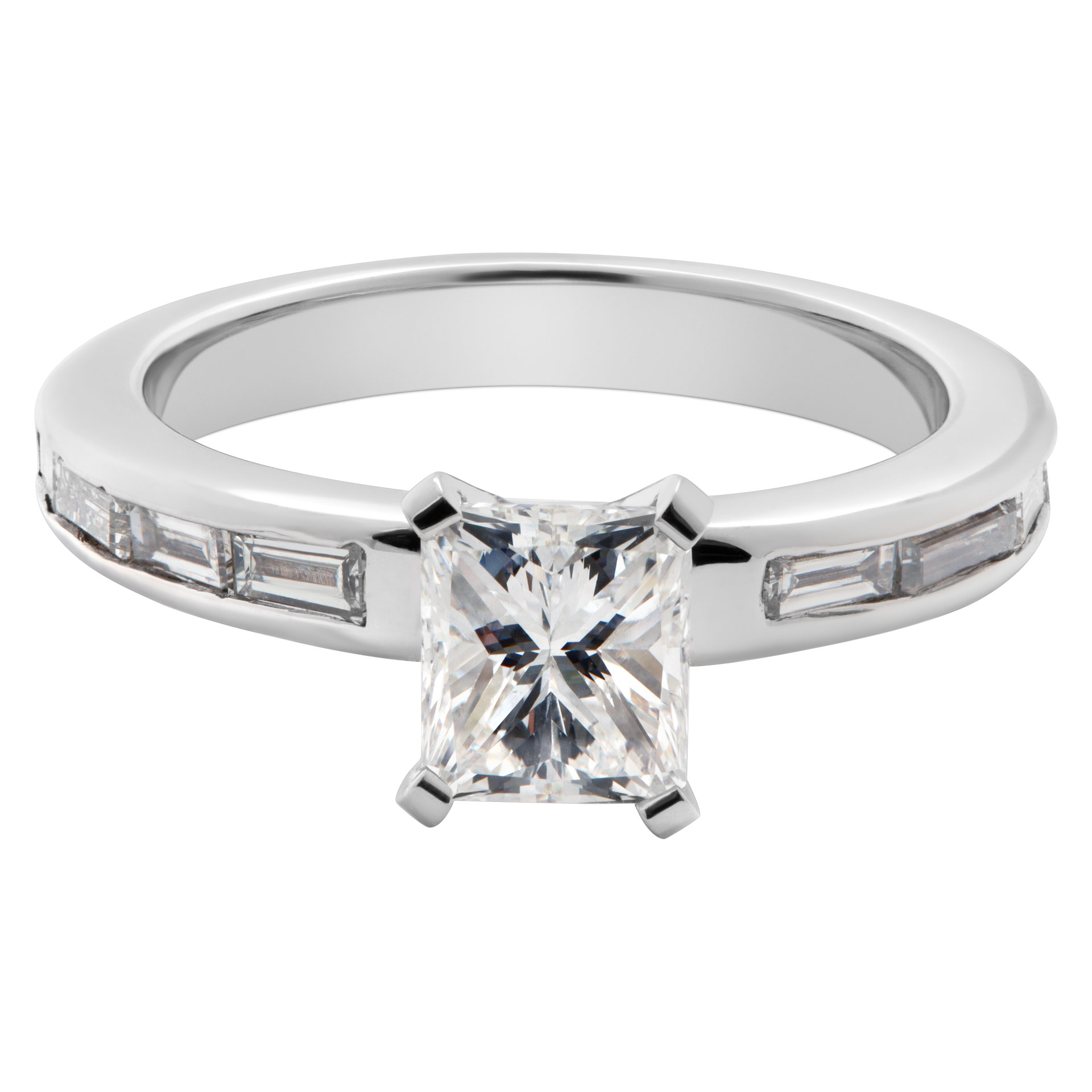 GIA certified cut-cornered rectangular modified brilliant cut diamond ring