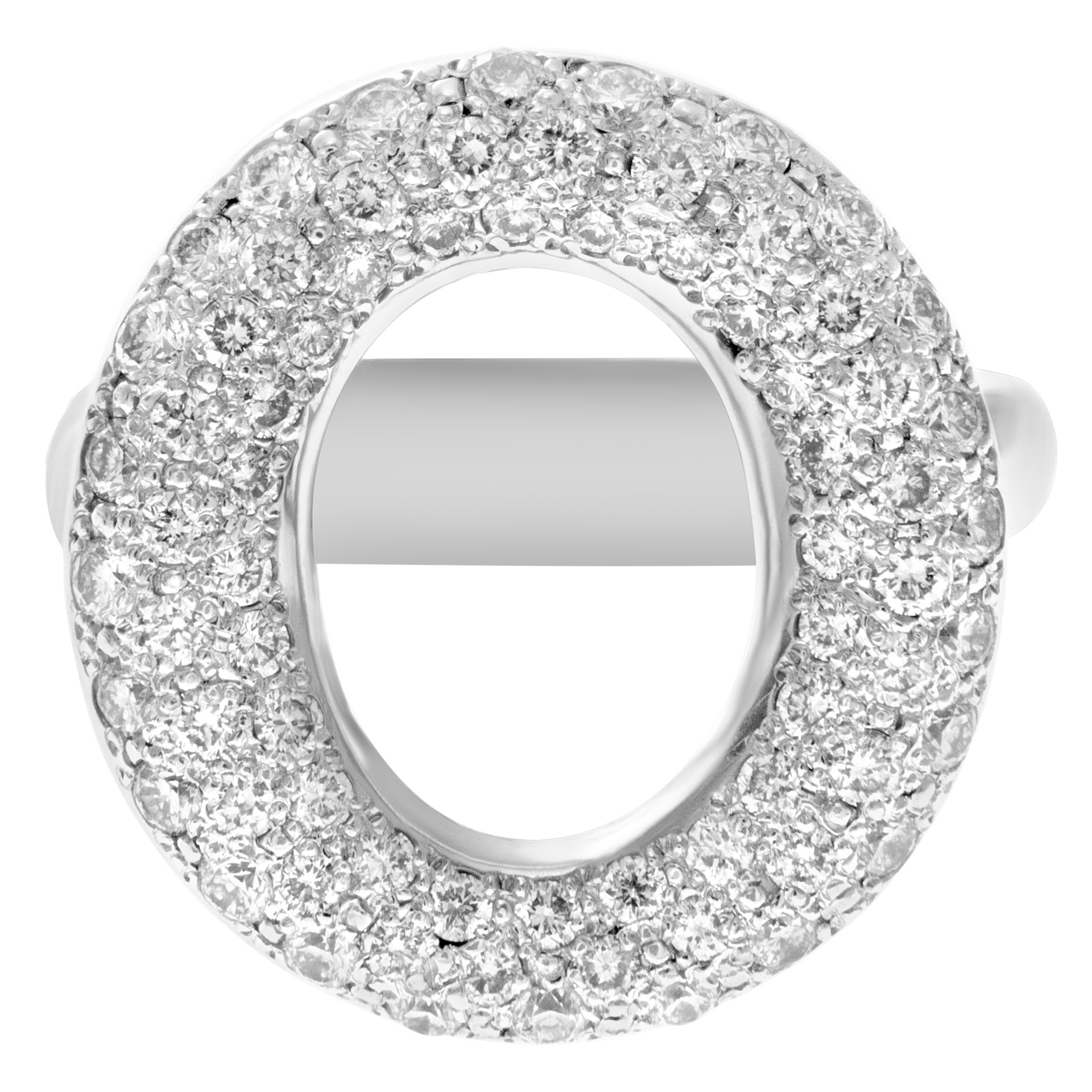 "O" pave diamond ring in 14k white gold, 1 carat of diamonds
