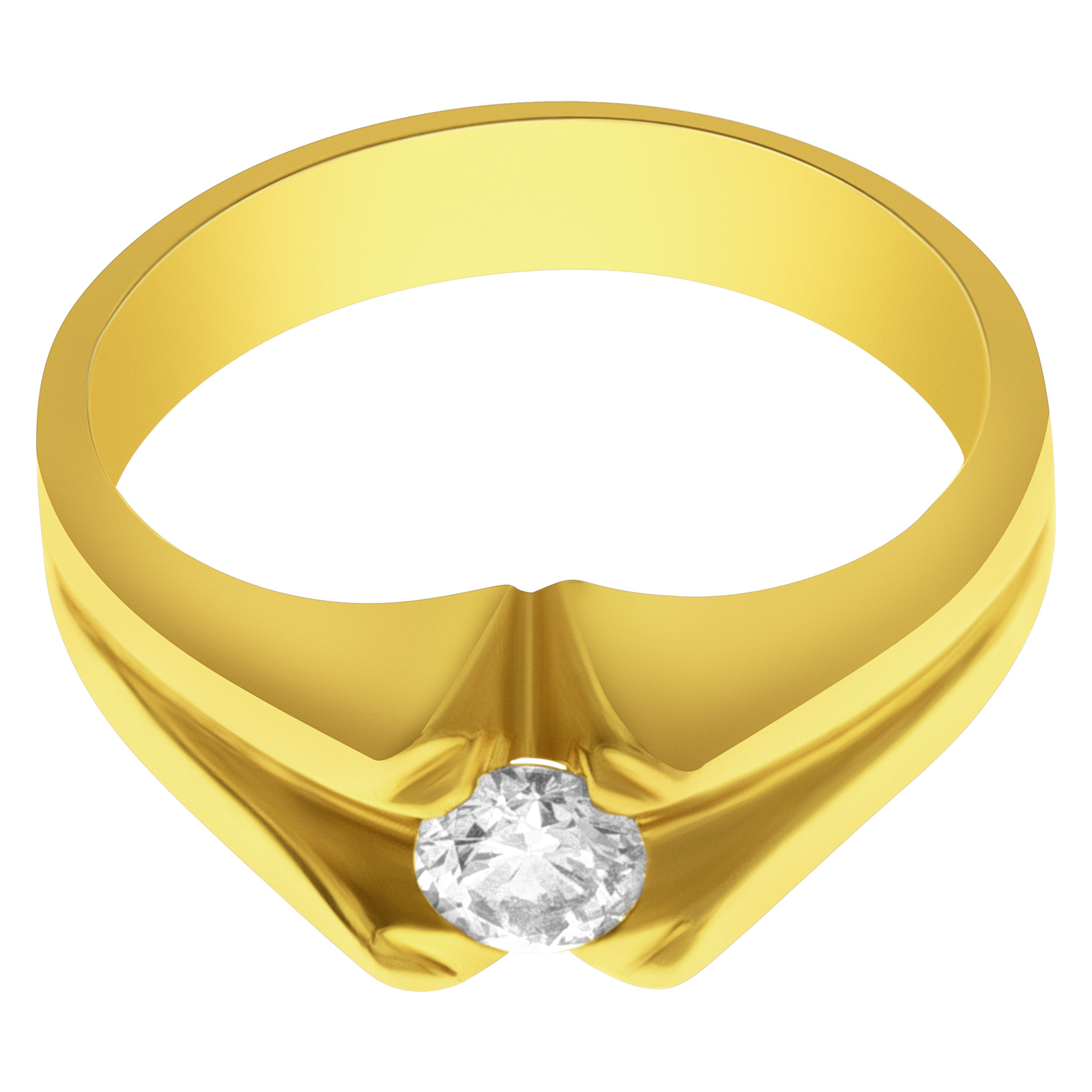 Gents solitare diamong ring in 18k yellow gold. 0.45 carat diamond. Size 10.5