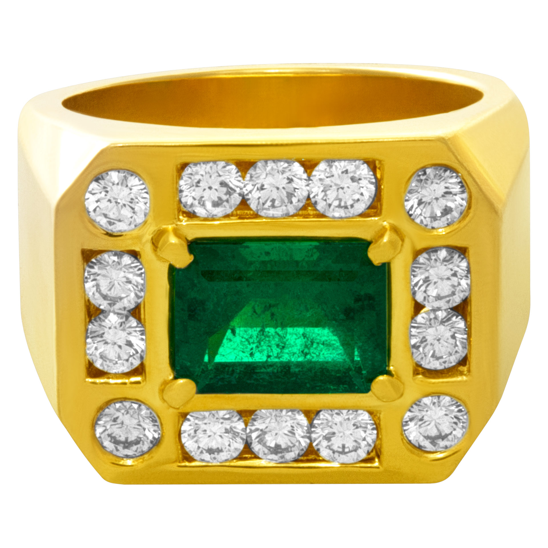 Emerald and diamond ring in 14k
