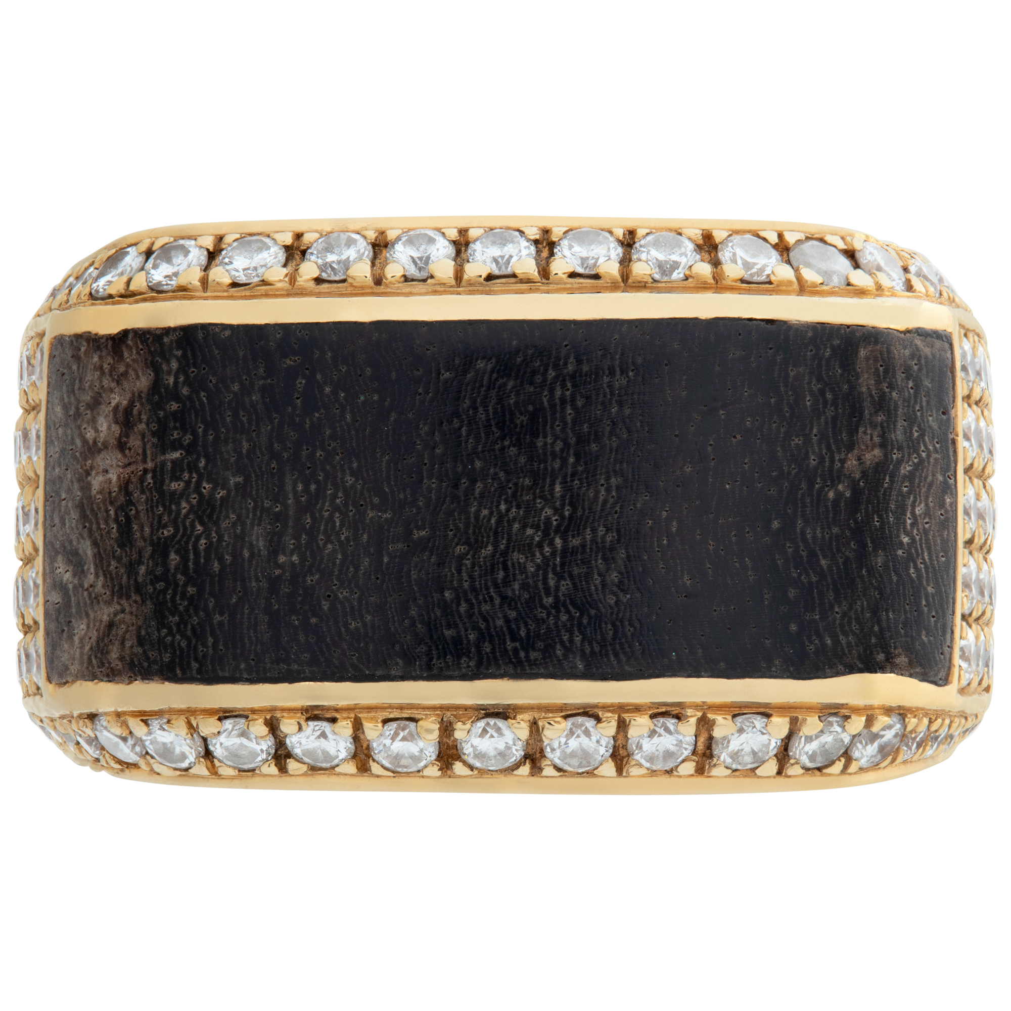 Di Modolo Milano ring in 18k yellow gold with Pave Diamonds and rich Mahogany Wood