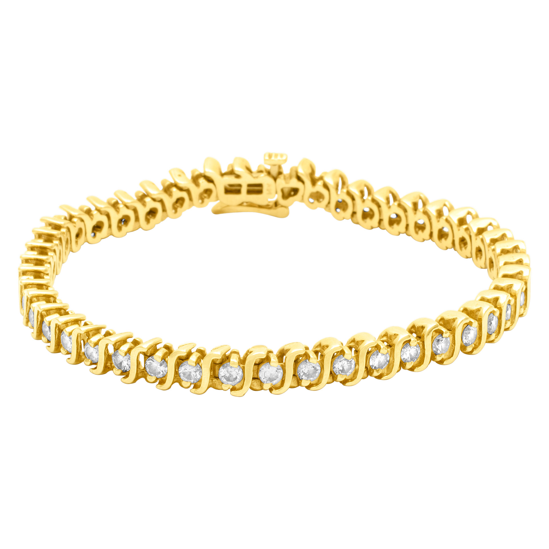 Diamond Tennis bracelet in 14k yellow gold. 3.00 carats (I color, SI2 clarity)
