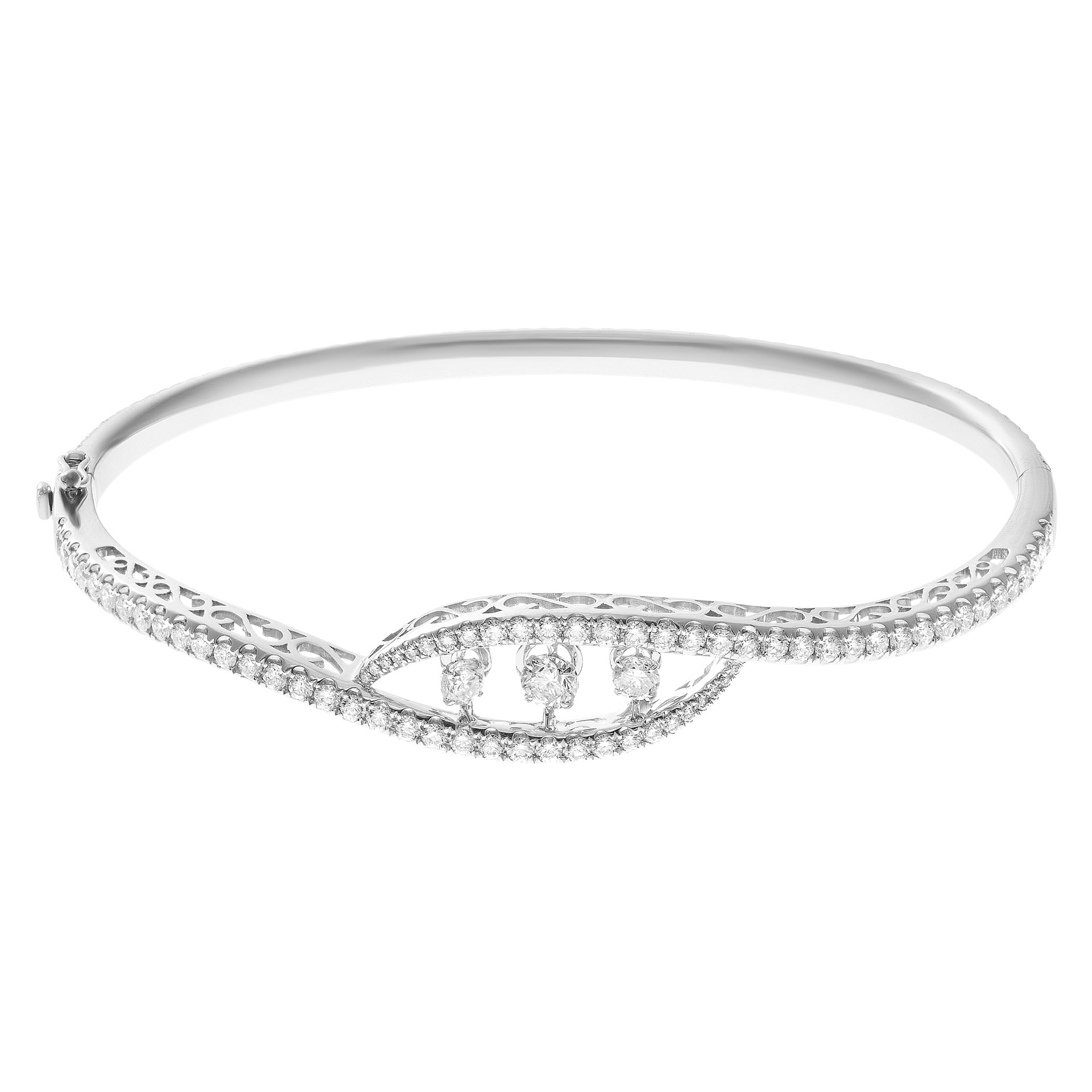 Dancing Diamond bangle in 18k white gold with 3.14cts in diamonds