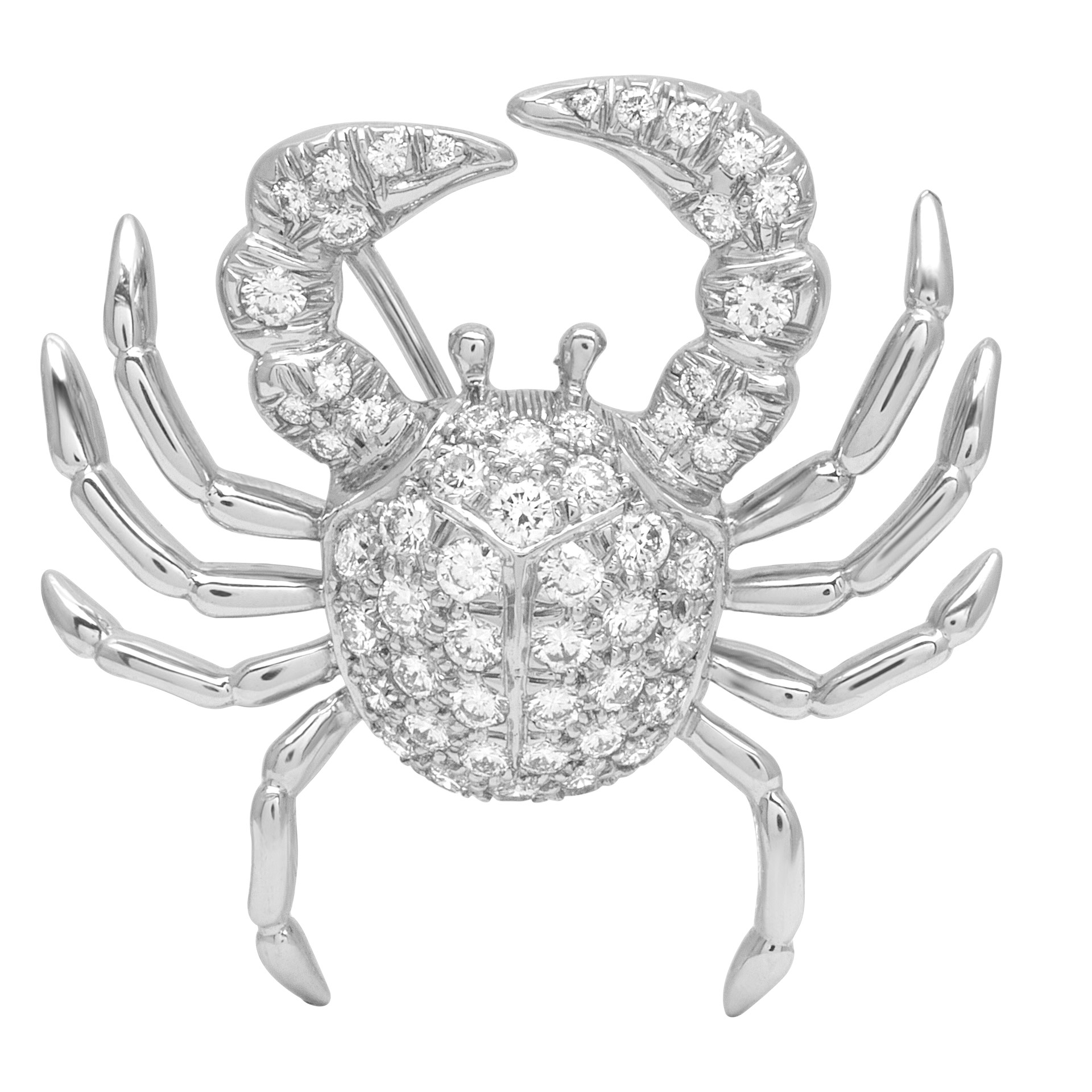 Tiffany & Co diamond platinum crab pin/broach. 0.86 carat in diamonds.