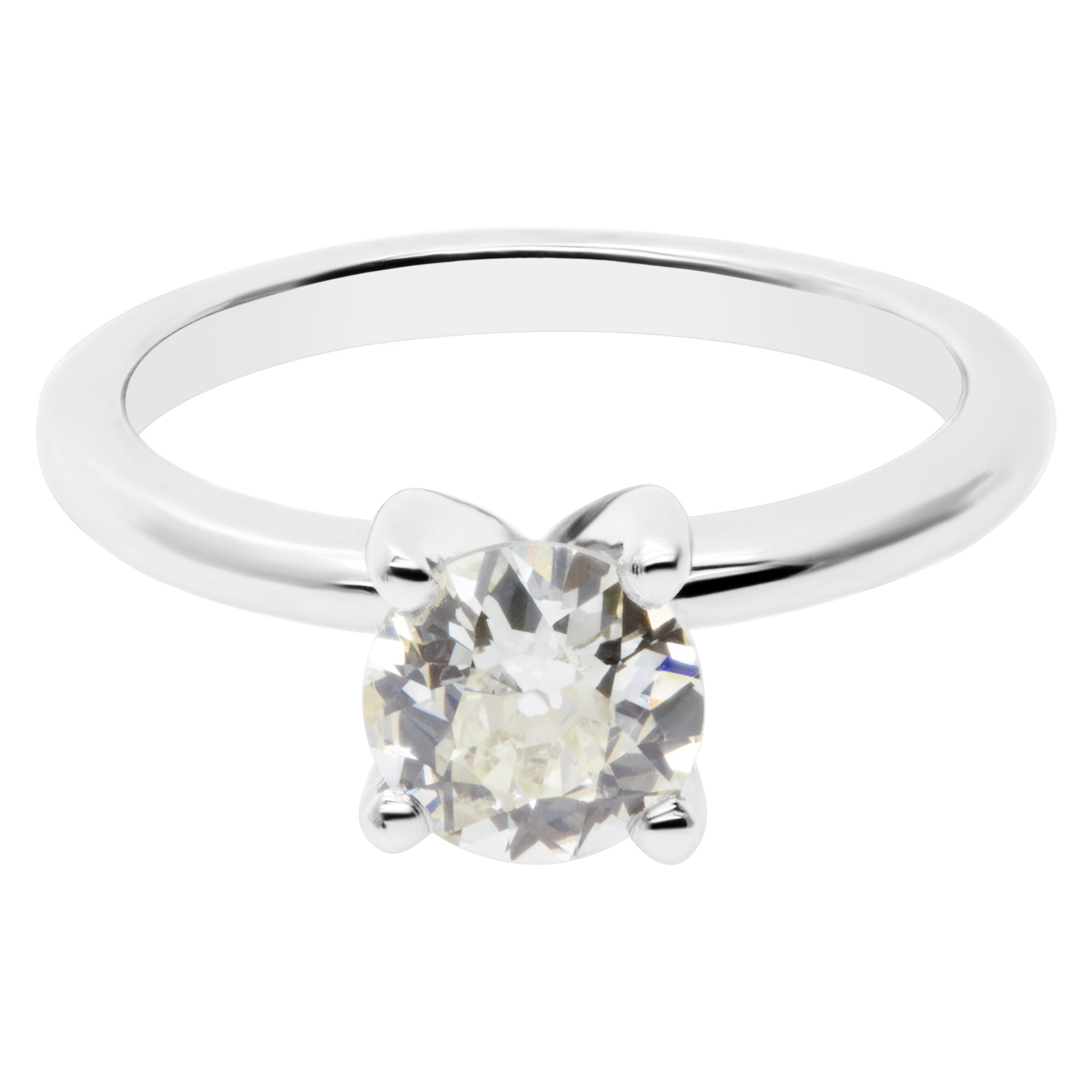 GIA certified old europeam brilliant cut diamond 1.09 carat (O to P range, VS1 clarity) solitaire ring set in platinum