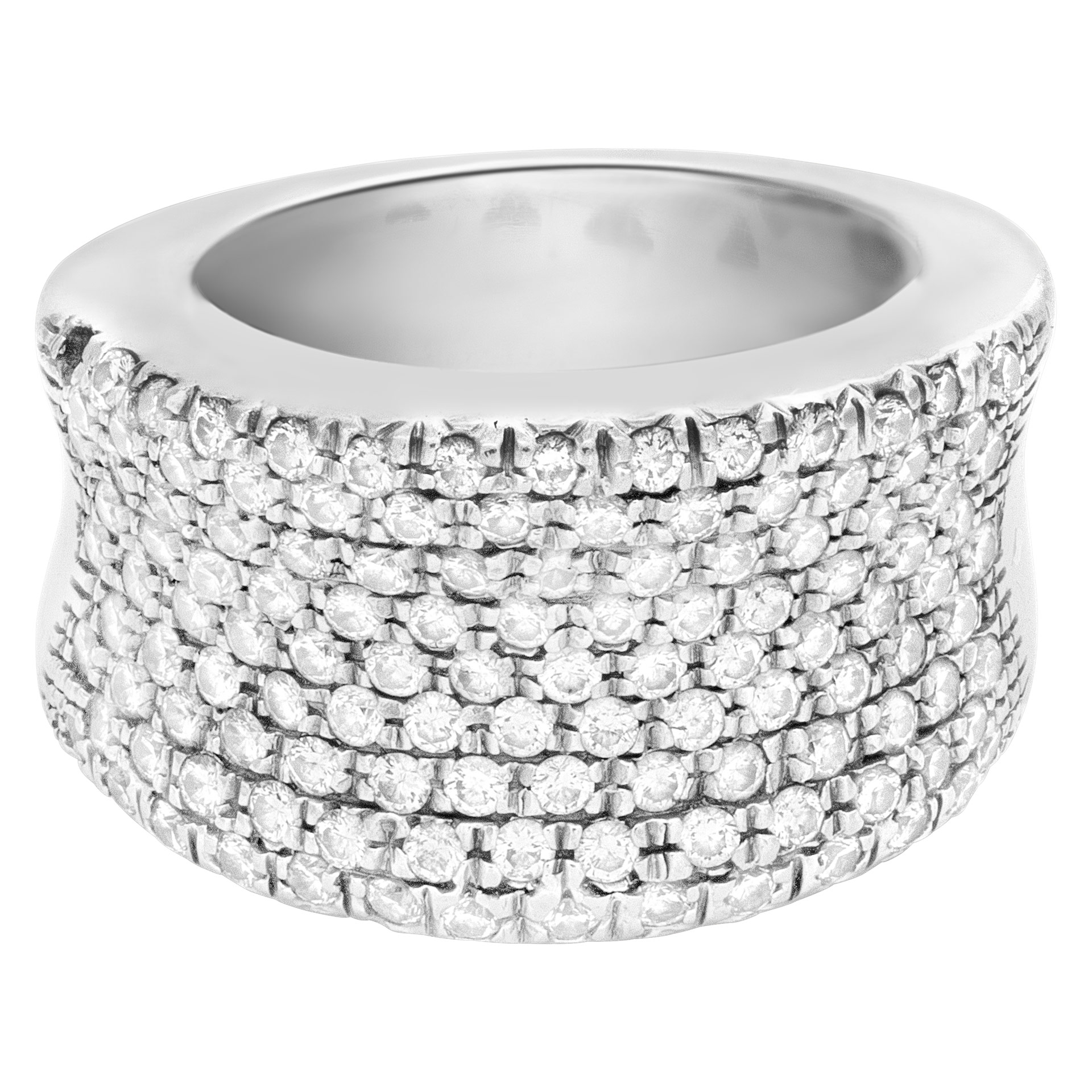 Wedding/Anniversary band with eight rows of pave diamonds