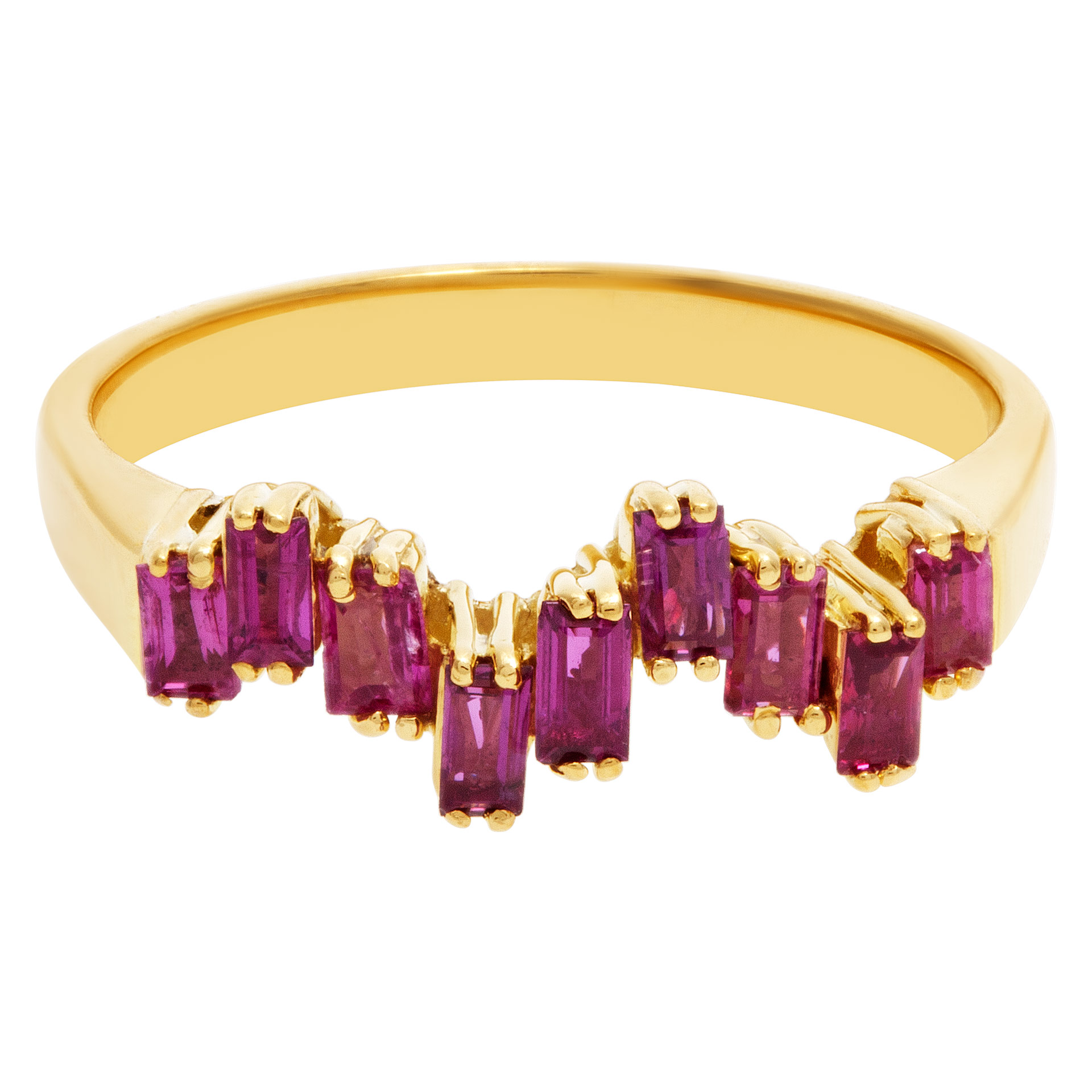 Modern ring with ruby accents in 18k gold