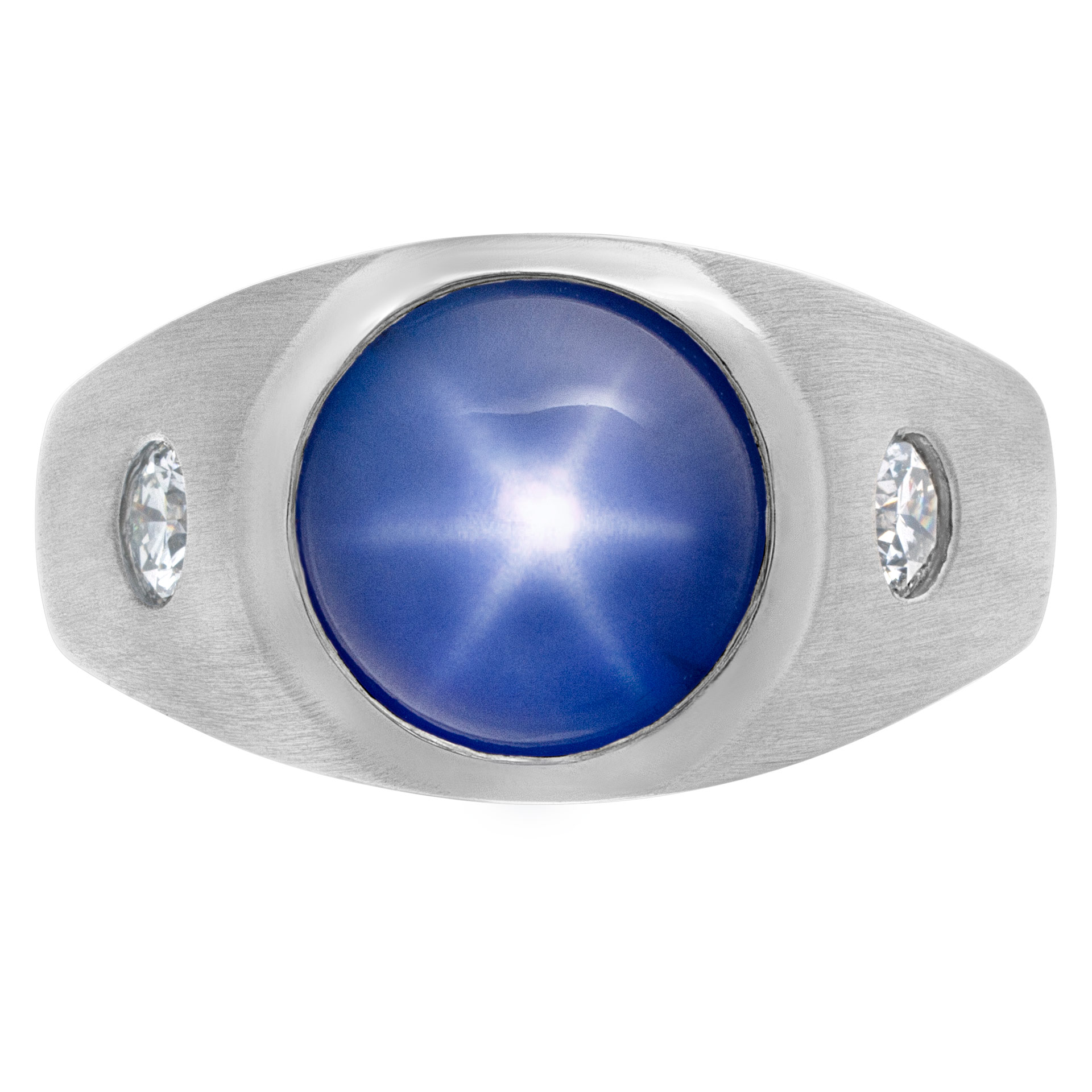 AGL Certified blue star sapphire ring in platinum. 9.0 carats, Ceylon (Sri Lanka), Unheated