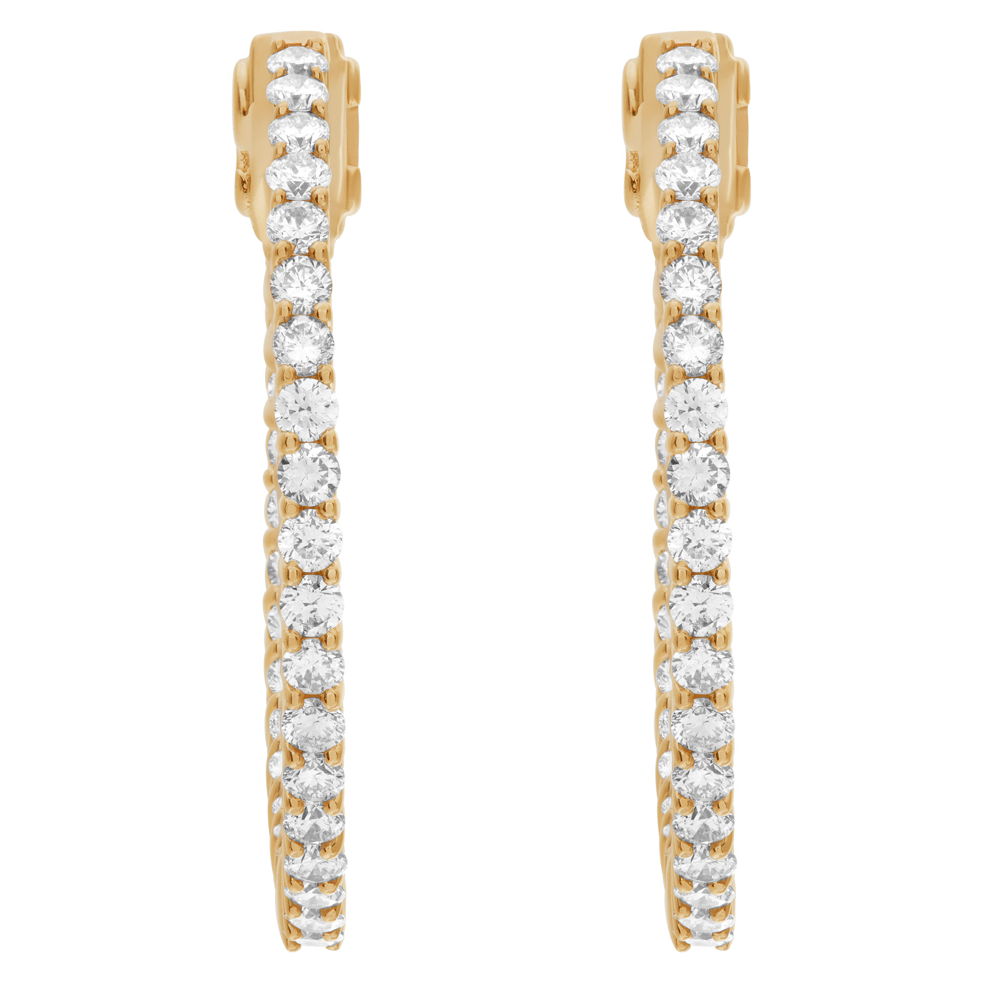 Gorgeous "Inside/out" hoop earrings with 1.66 carats in diamonds in 14k gold