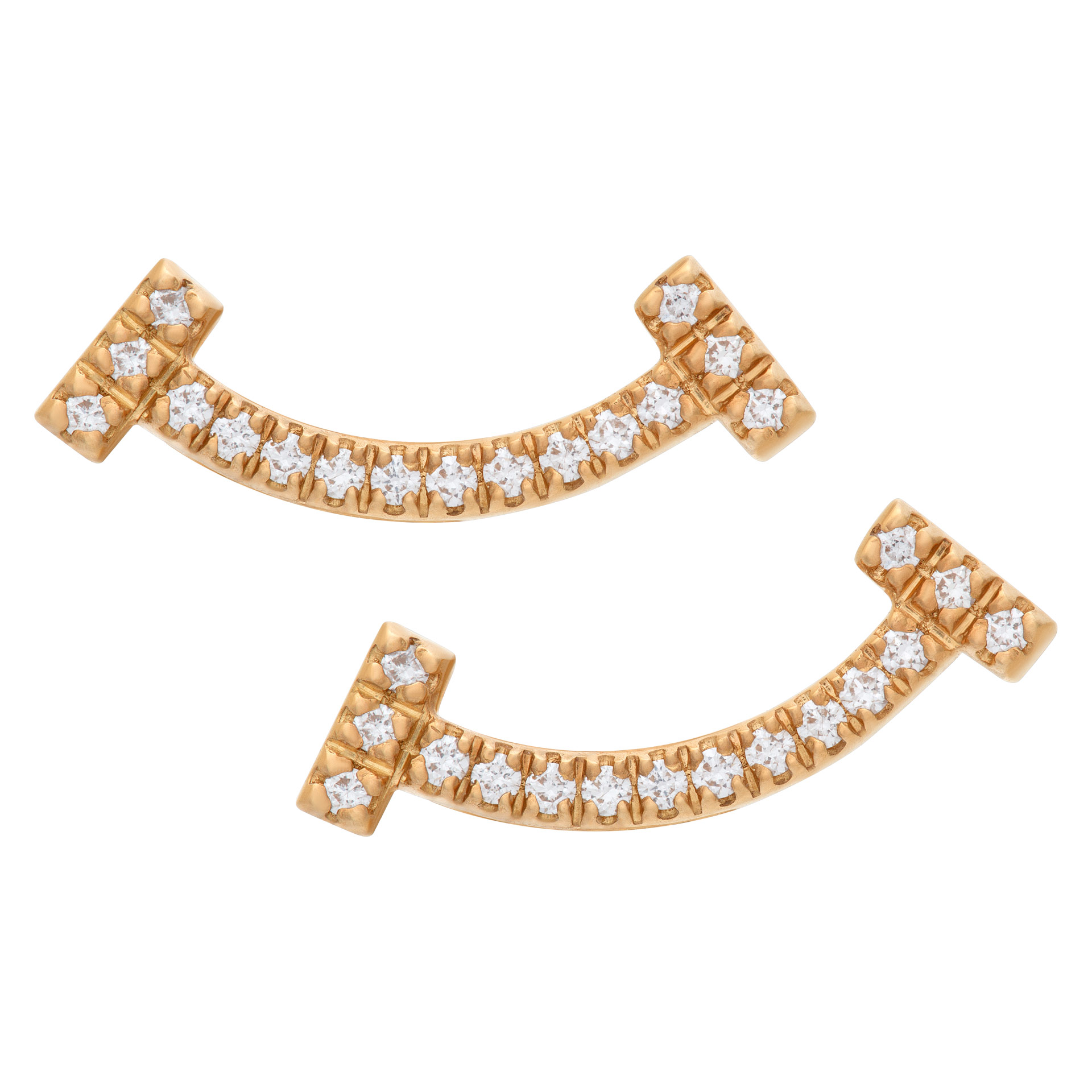 Tiffany & Co. diamond smile earrings in 18k rose gold with total carat weight of 0.06 carat