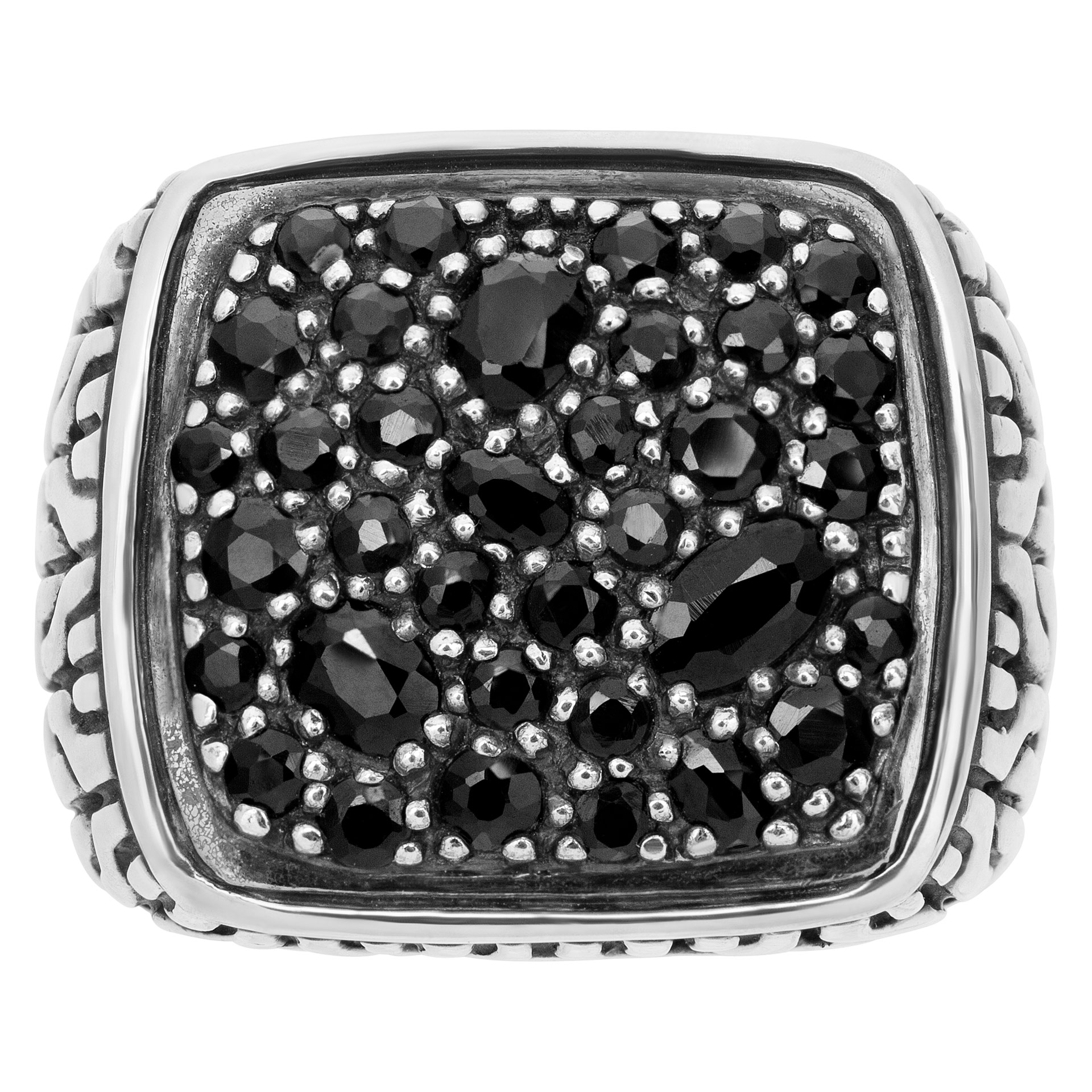 John Hardy classic chain black sapphire signet ring in sterling silver