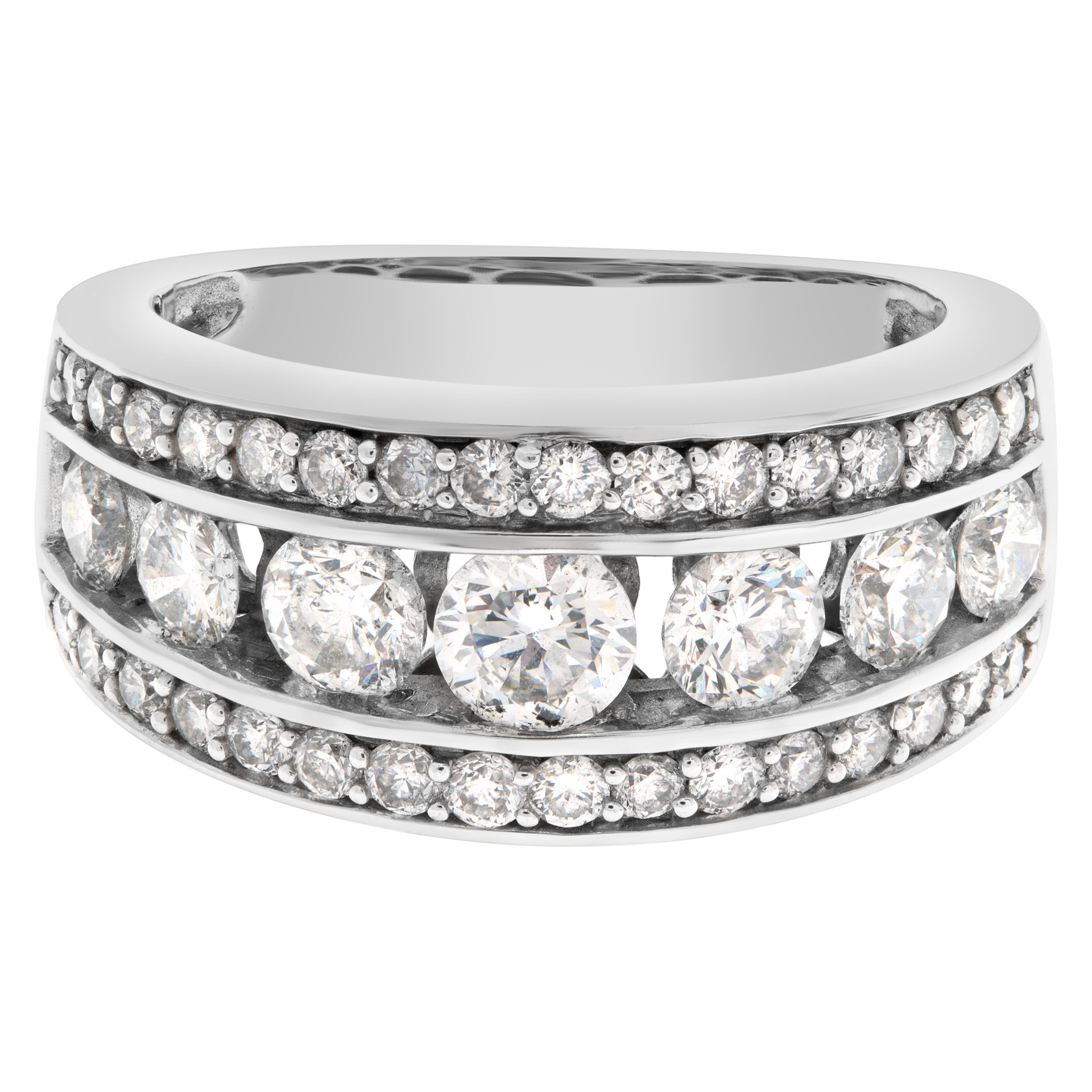 Elegant diamond ring set in 14k white gold with approximately 1.25 carat in diamonds