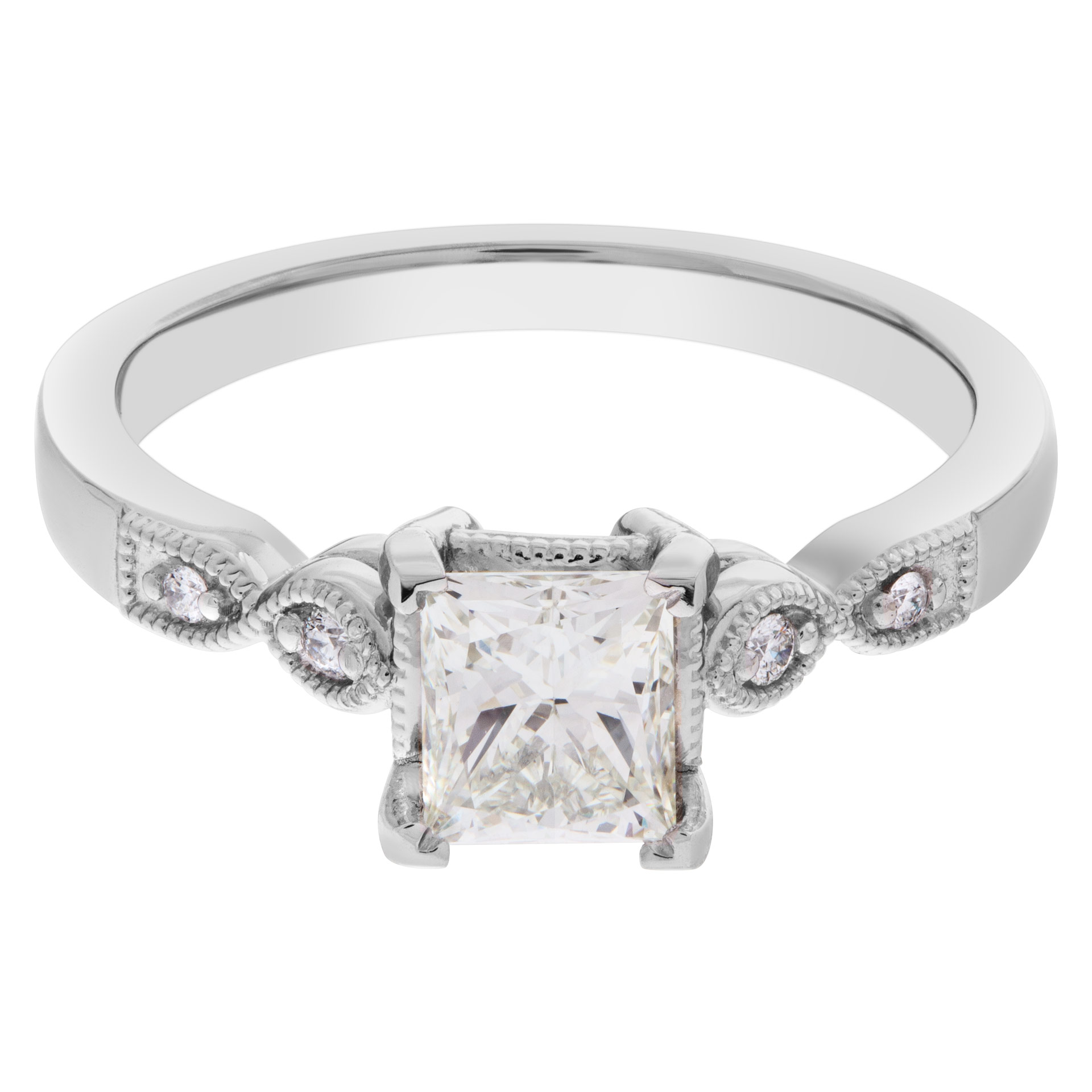 GIA certified rectangular modified brilliant cut diamond 1.03 carat (L color, VVS2 clarity) ring