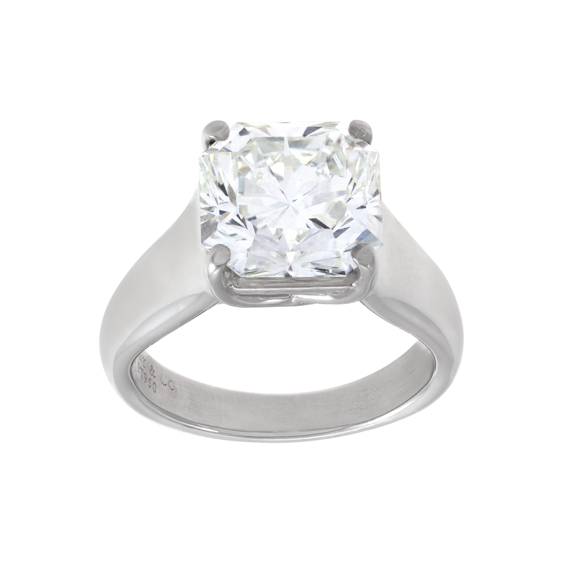 Tiffany & Co. "Lucida" 4.30 carat F color VS clarity diamond ring in platinum