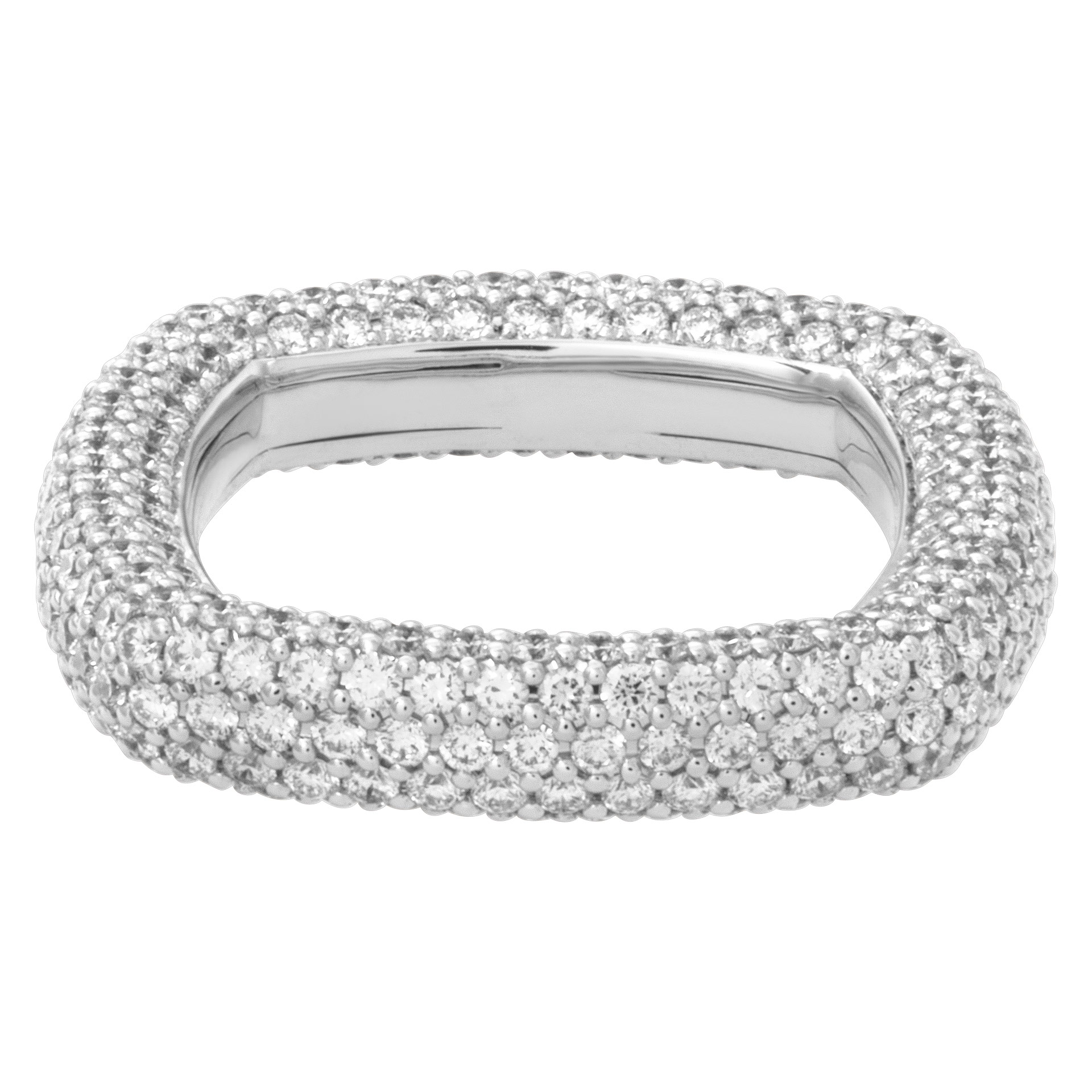 Diamond eternity pave square in 18k white gold with approximately 3.26 carats