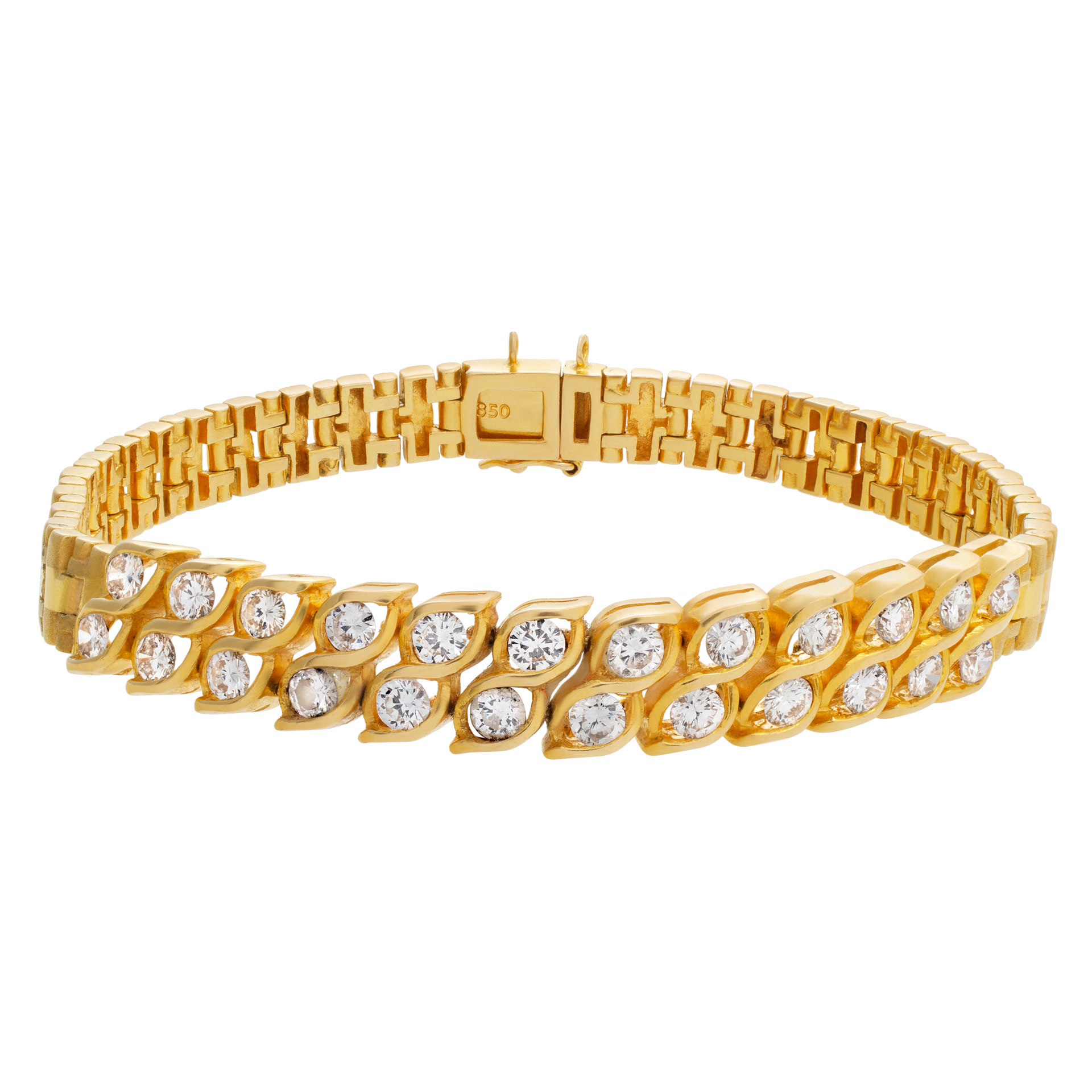 Diamond bracelet in 18k yellow gold with over 1.25 carats in G-H color, VS clarity diamonds