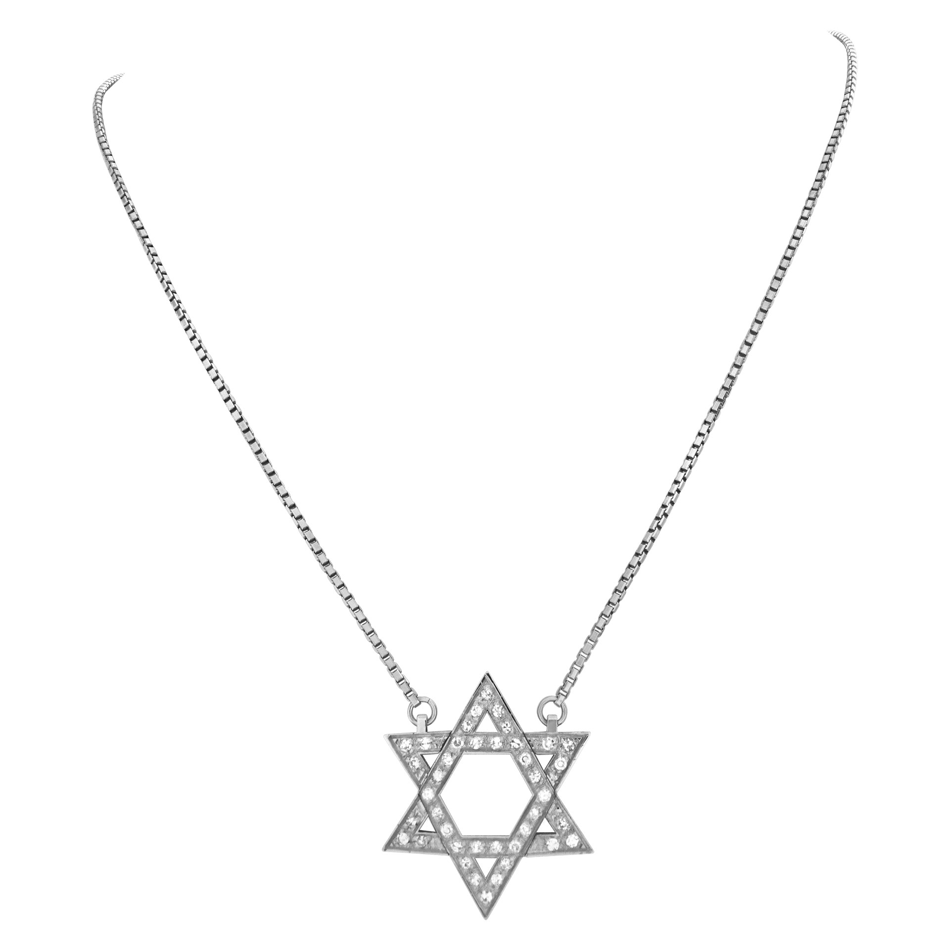 "Star of David" pendant with approximately 0.75 carat pave diamonds set in 18k white gold