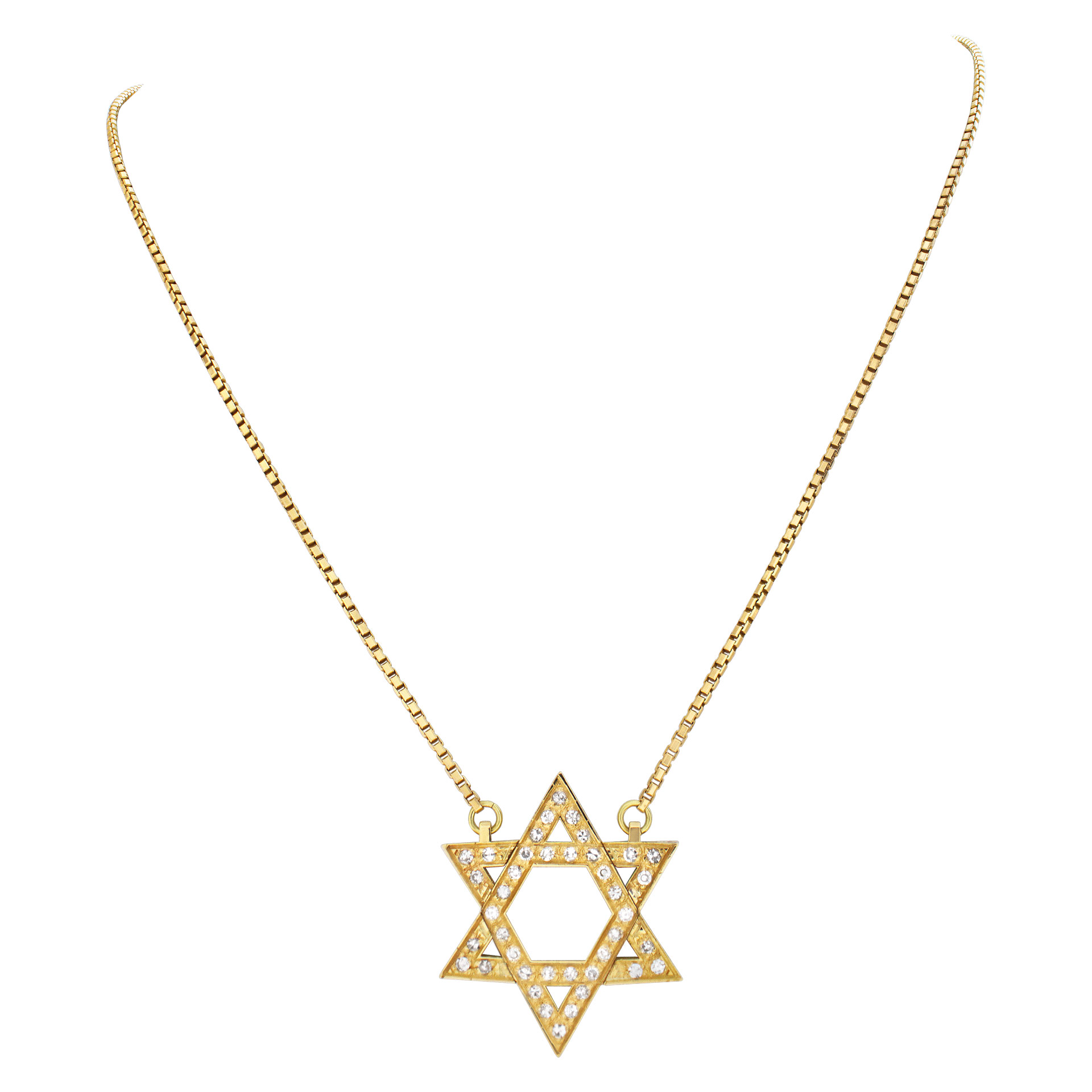 "Star of David" pendant with approximately 0.75 carat pave diamonds set in 18k yellow gold