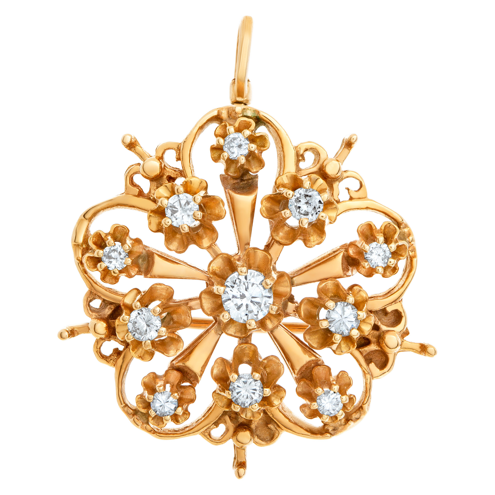 Floral Bouquet pin/pendant with 11diamonds