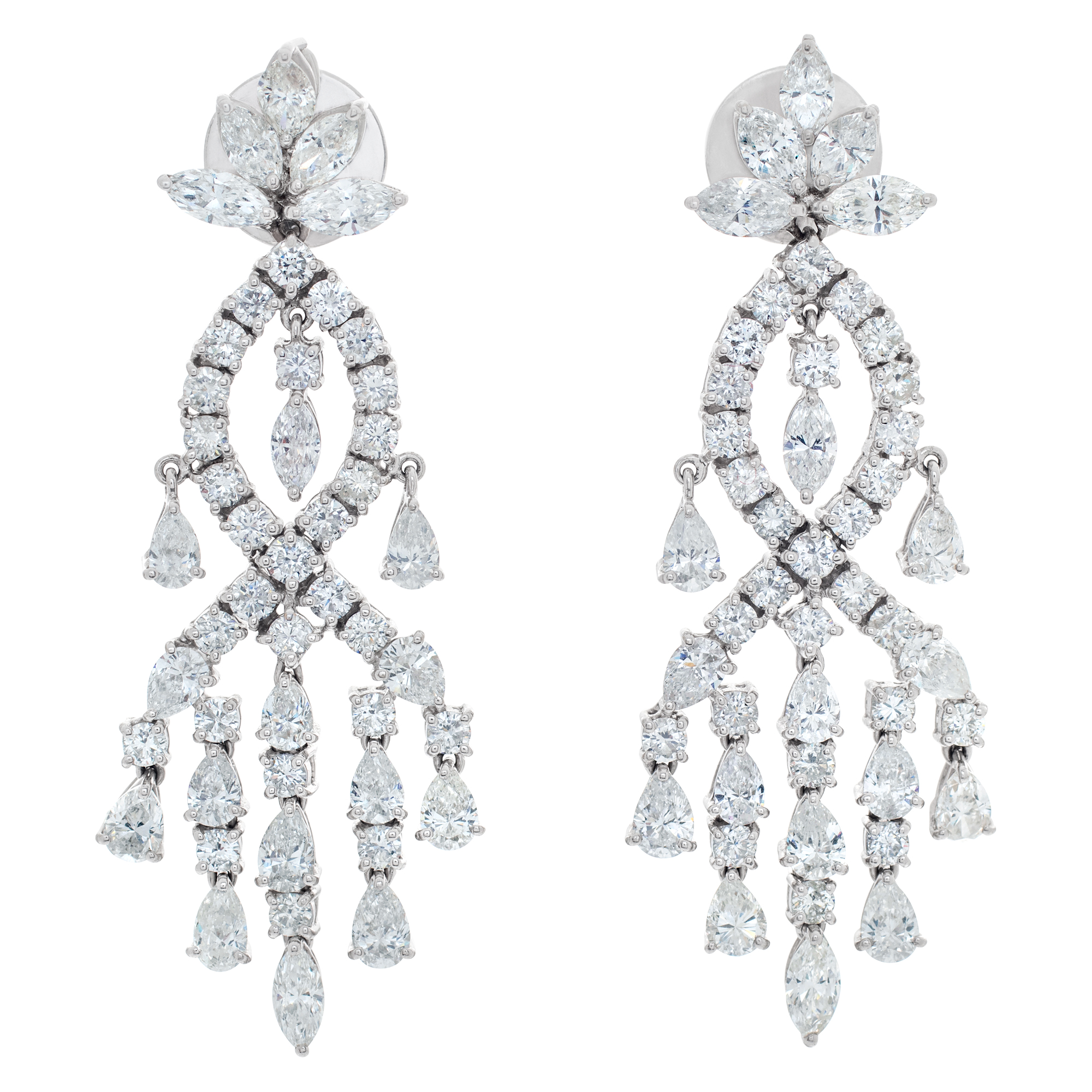Diamond Chandelier Earrings Set In 18k White Gold