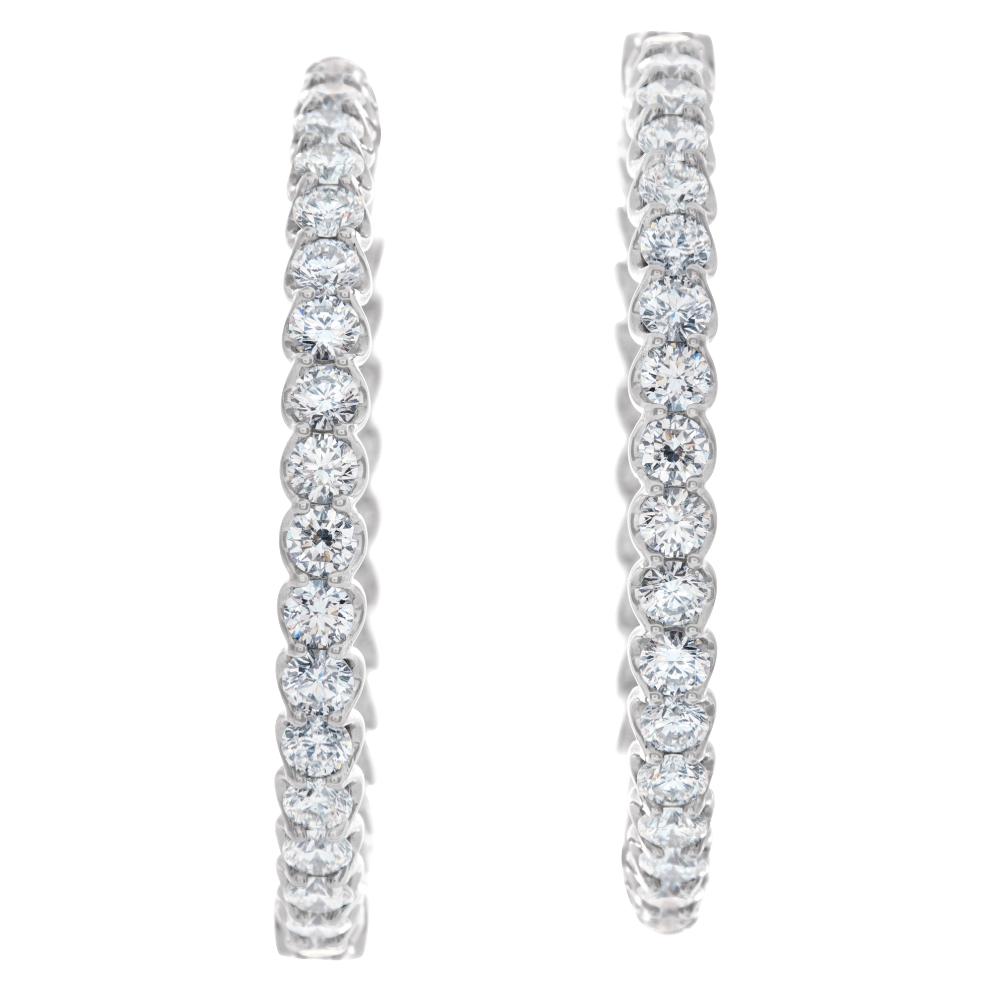 Inside-out diamonds hoop earringsset in 14k white gold. Round brilliant cut diamonds total approx. wweight: 3.90 carats