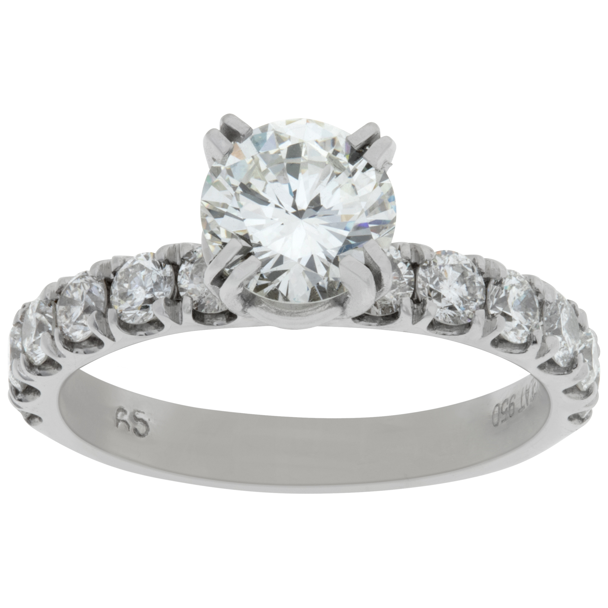 GIA certified round brilliant cut diamond 1.07 carat (I color, VS2 clarity) ring set in platinum