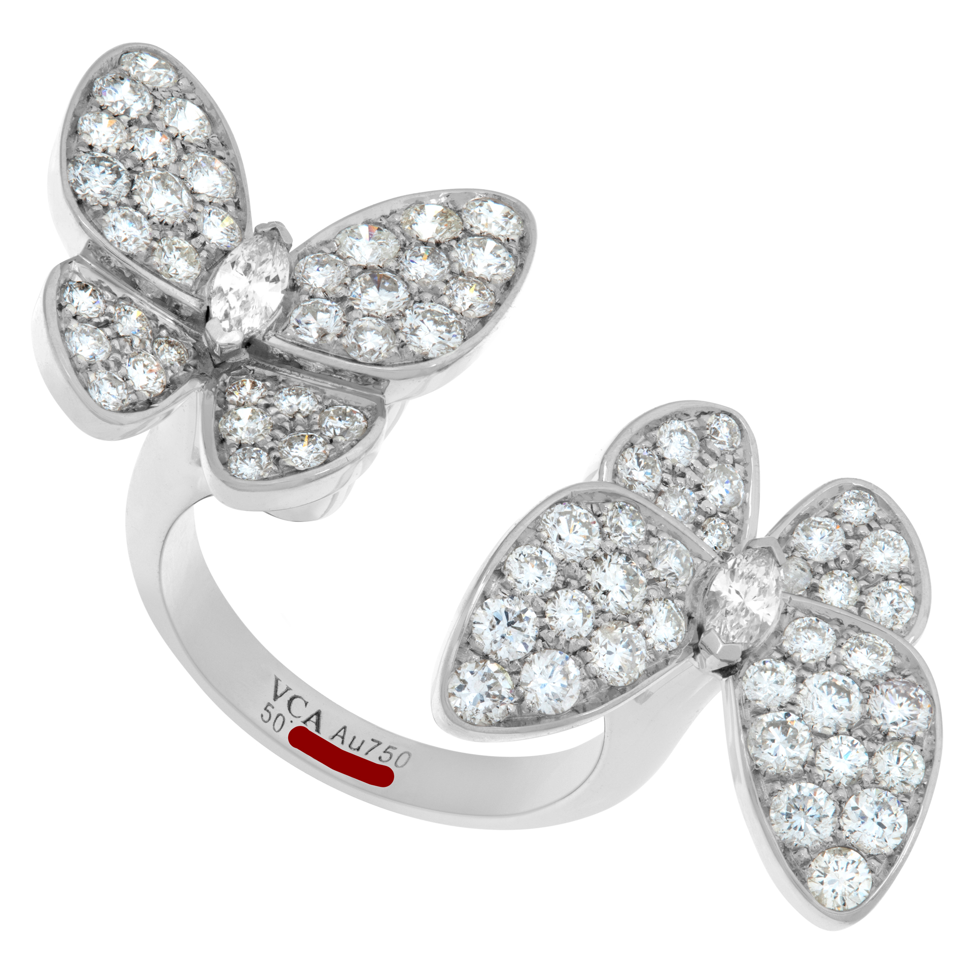 Van Cleef & Arpels Two Butterfly ring in 18k white gold with diamonds size 50 EUR
