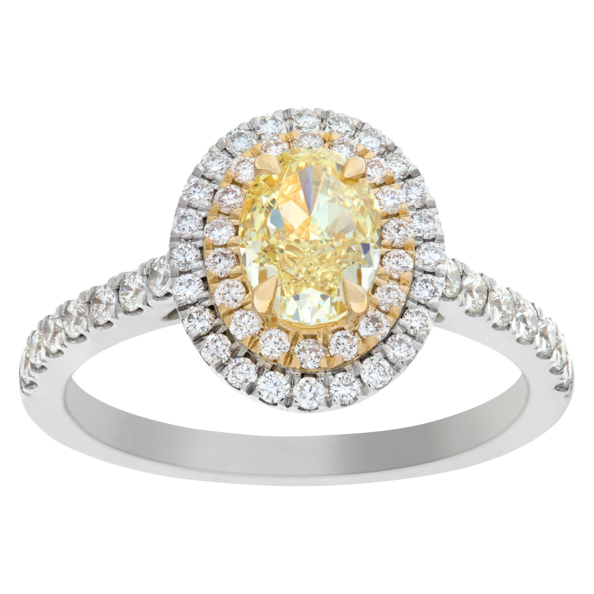 Yellow diamond ring in 18k white gold