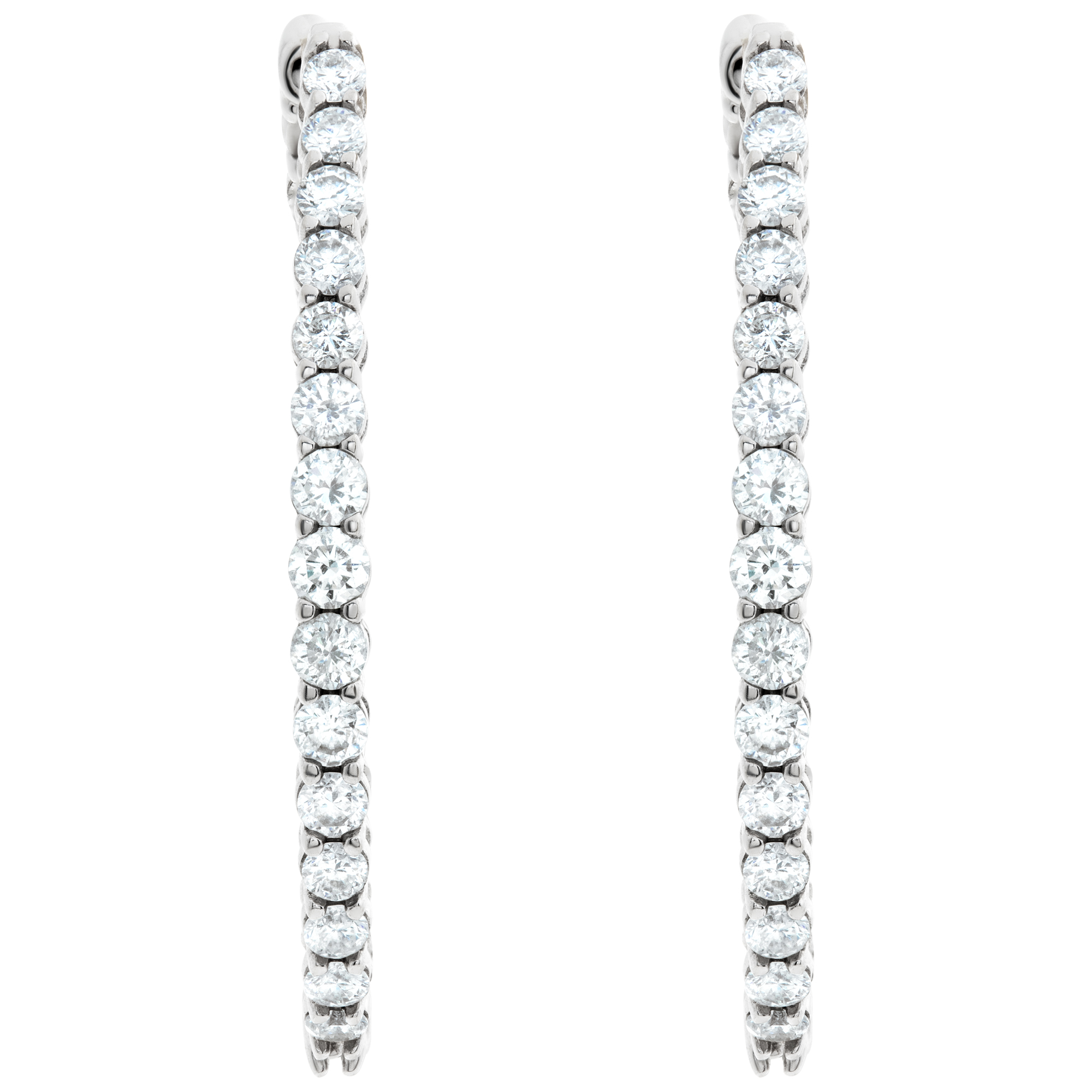 Diamond oval hoop earrings in 14k white gold with 2 carats in diamonds
