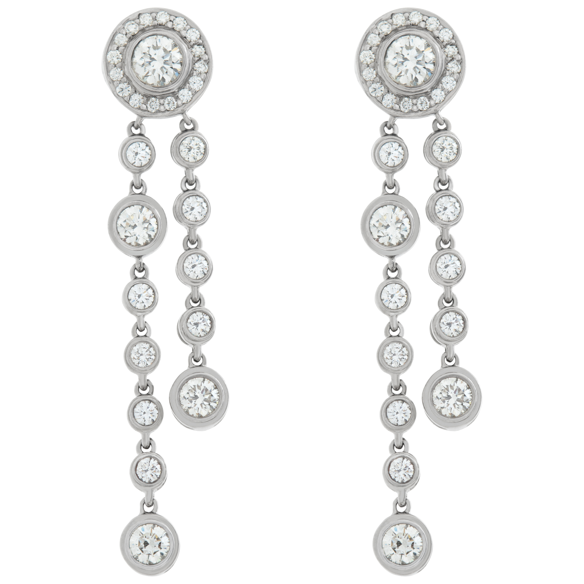Tiffany & Co,. Circlet diamond drop platinum earrings. Round brilliant cut diamonds total approx weight: 2.00 carats