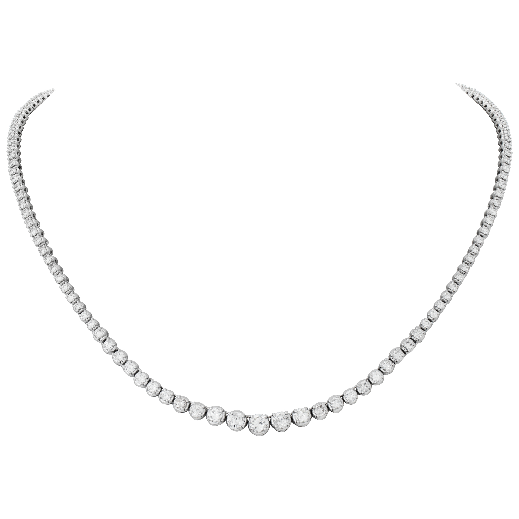 Graduated diamonds line necklace in 18k white gold