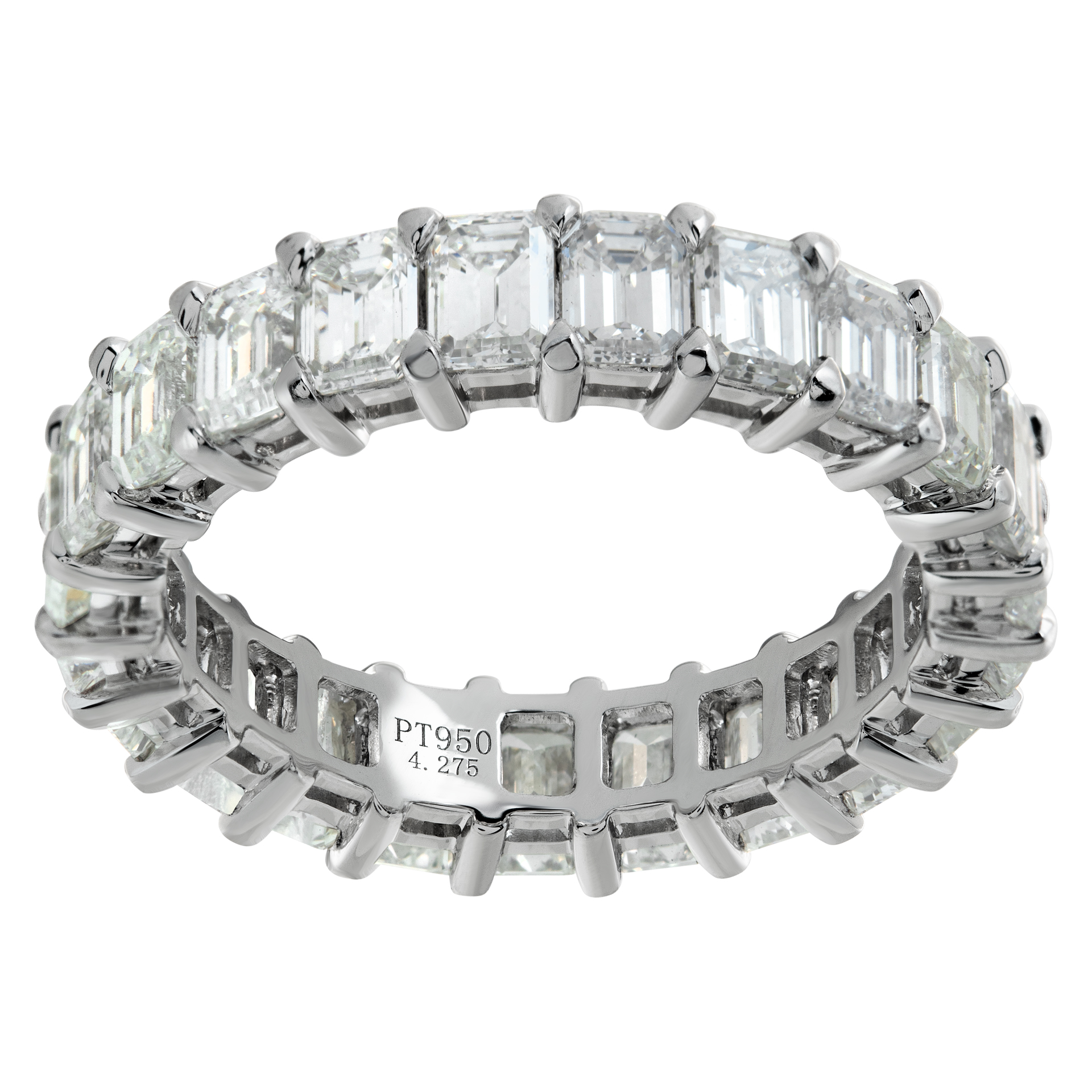 Emerald cut diamond eternity band 4.25 carats in G-H color, VS clarity