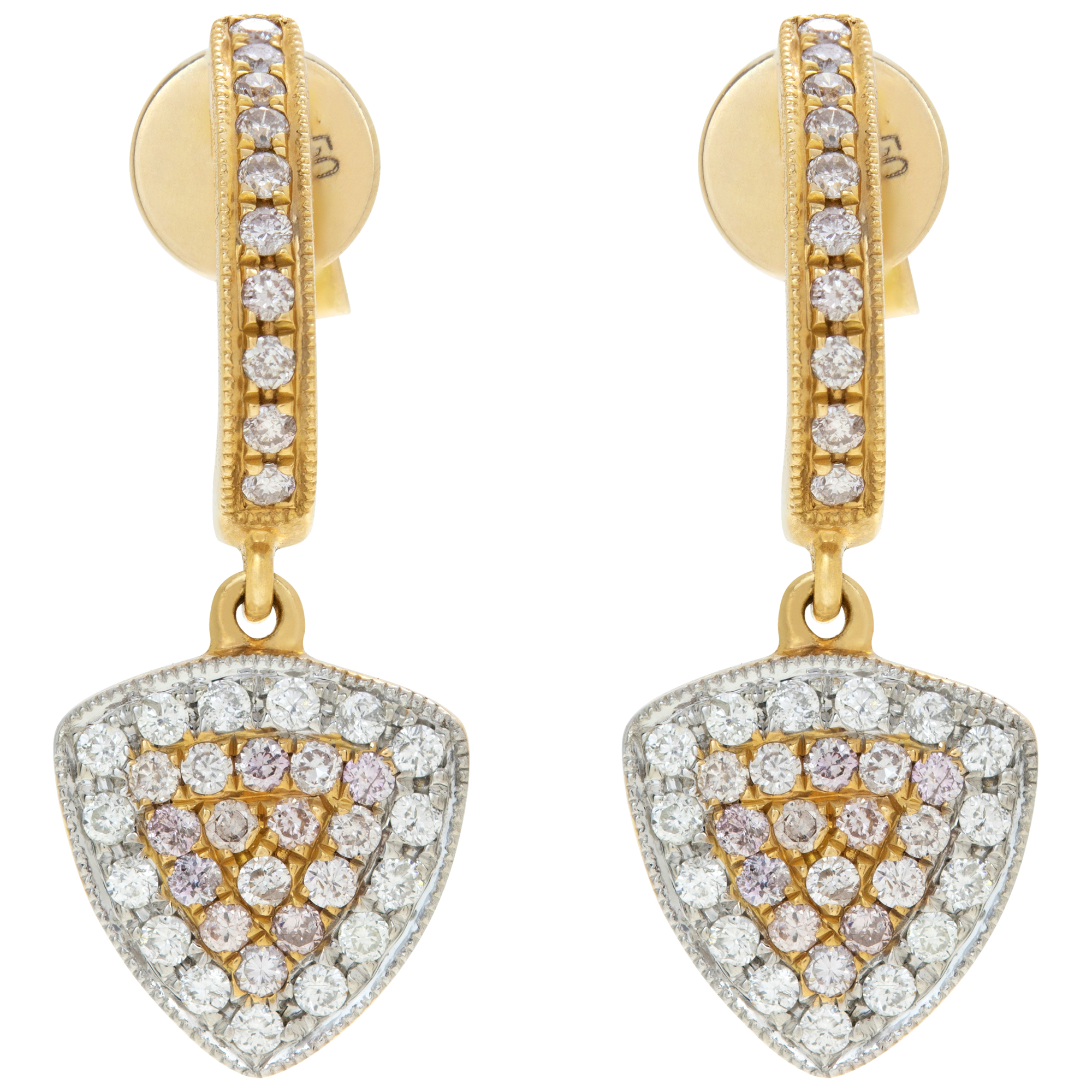 Yellow and white diamond earrings in 18k white & yellow gold