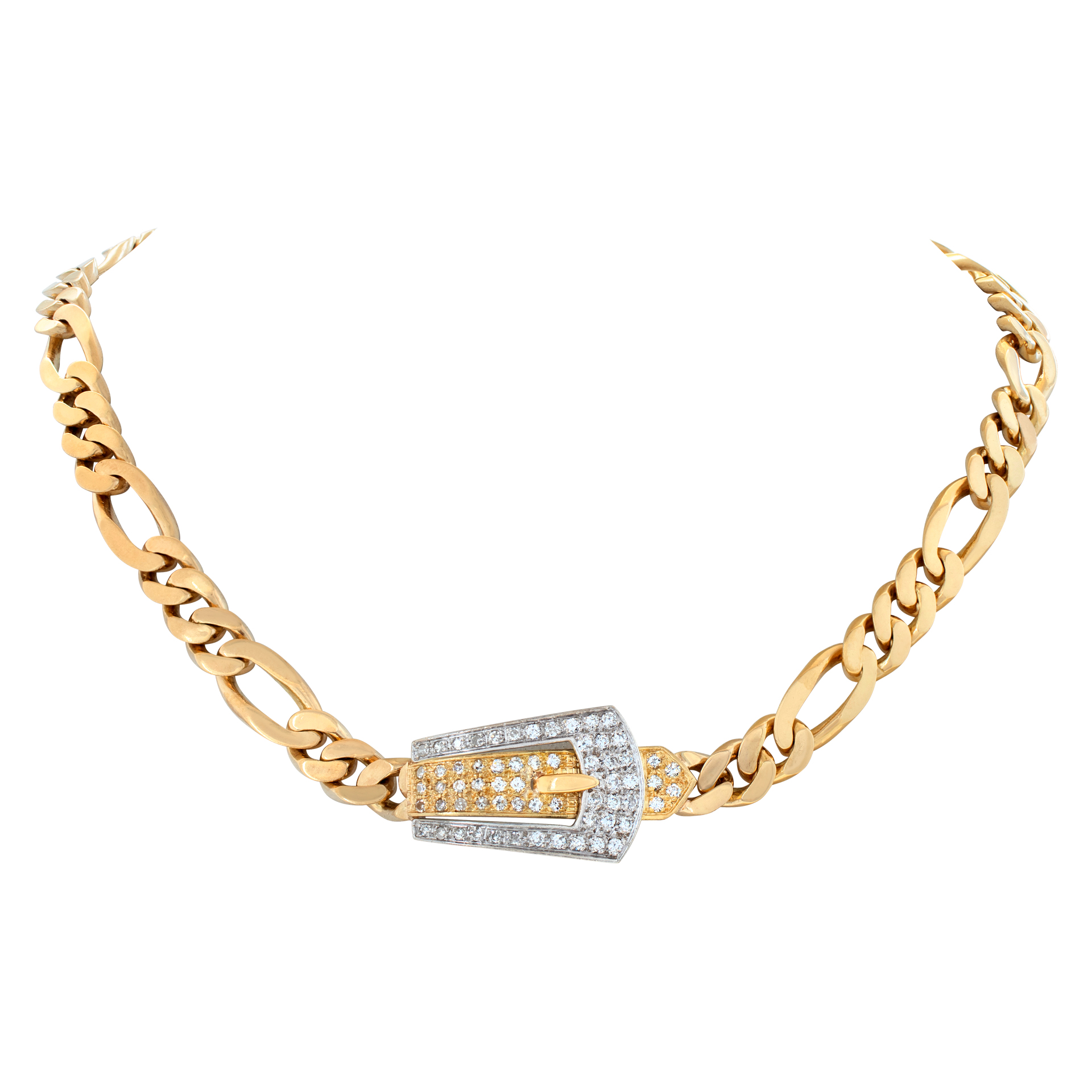 Diamond "Buckle" necklace in 18k white and yellow gold