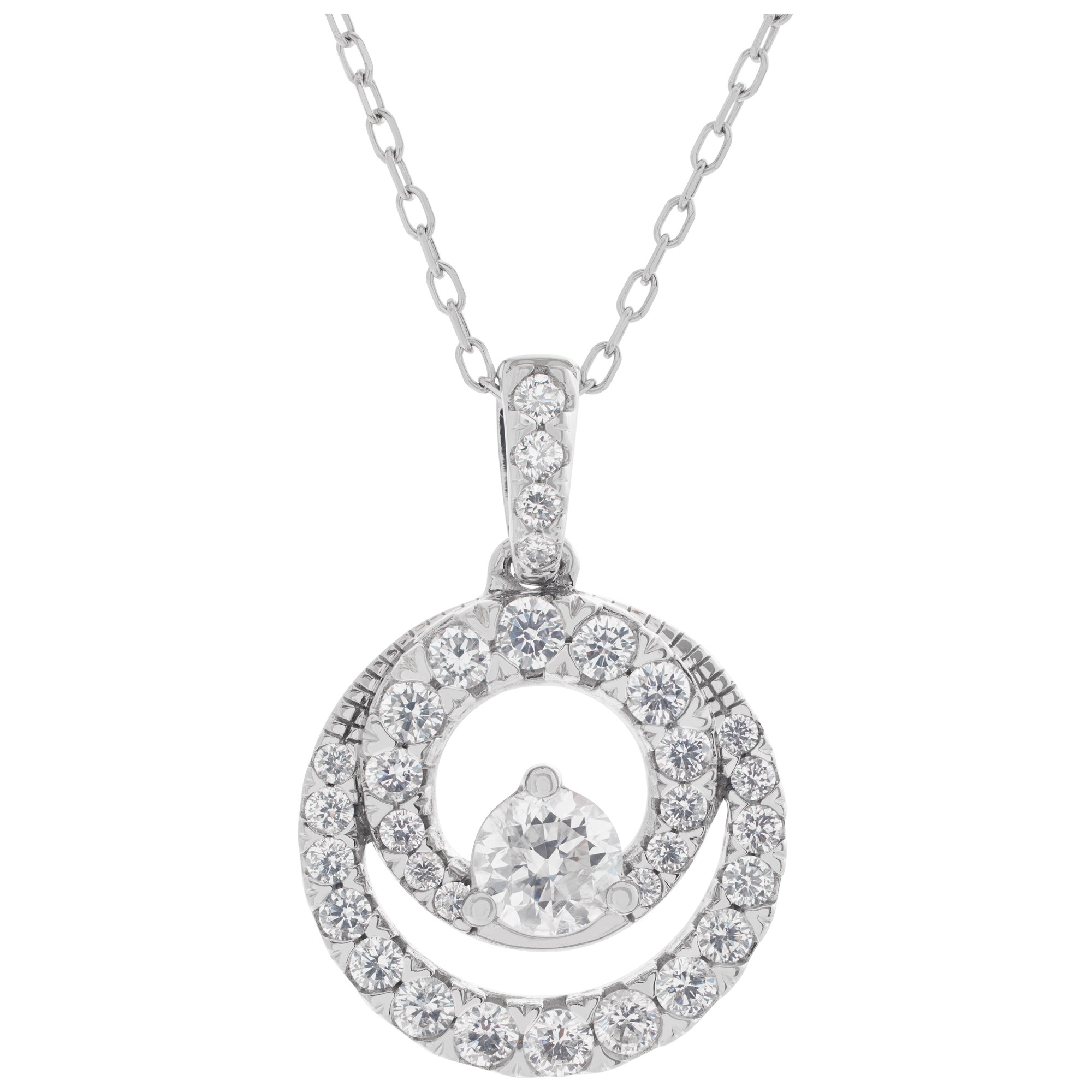 Circle Diamond pendant in 14k white gold with approximately 0.50 carat in diamonds