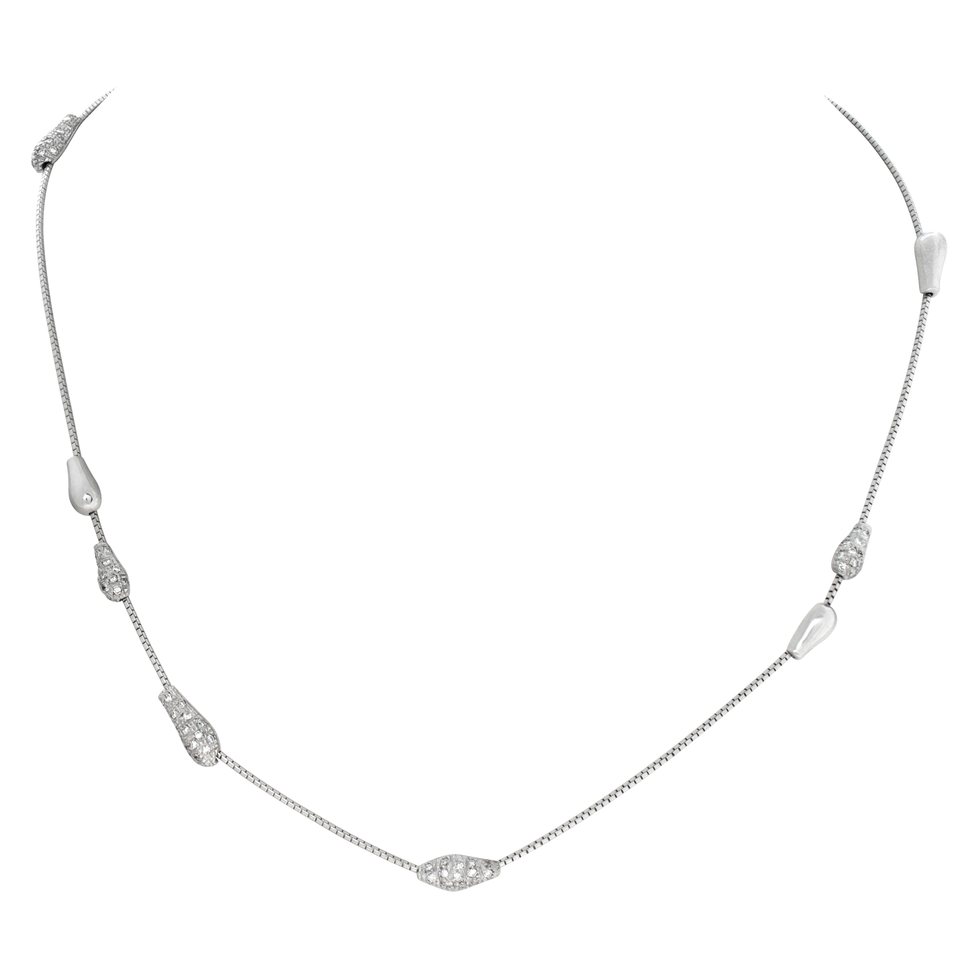 Designer signed Henry Stern diamonds necklace set in 18K white gold. Round brilliant cut diamonds total approx weight 1.00 carat,