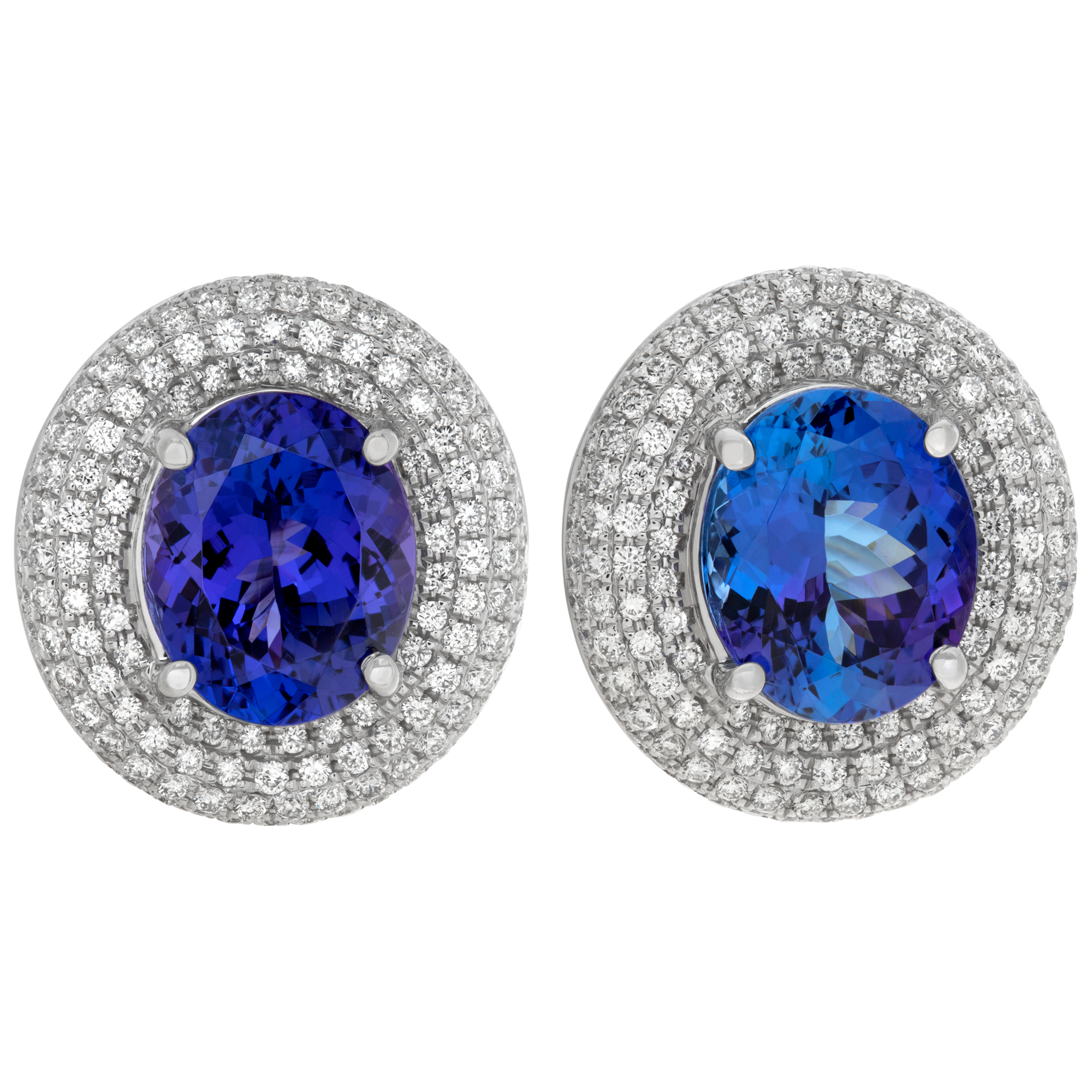 Tanzanite and Diamond earrings with 1.19 carats in diamonds and 7.15 carats in tanzanite.