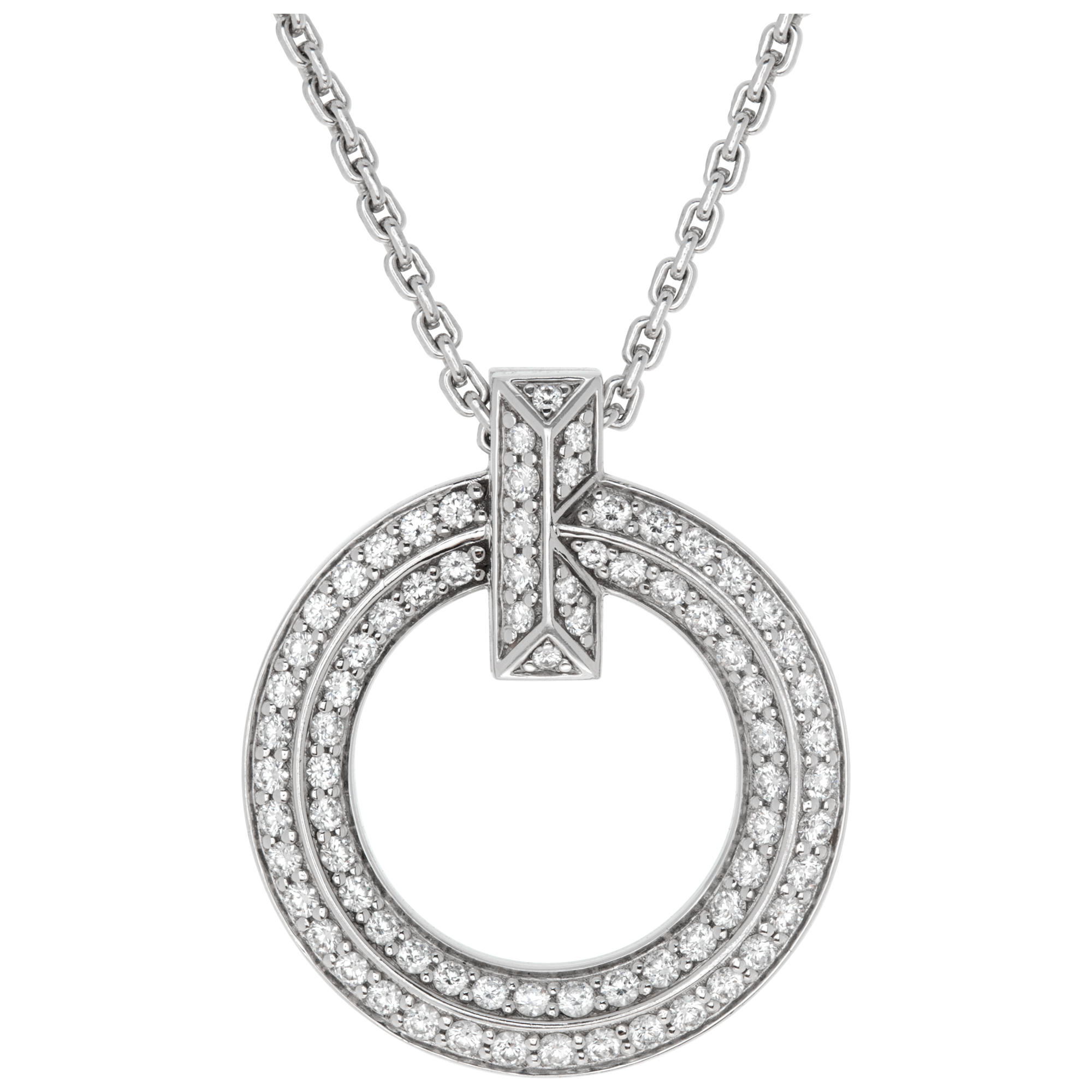 Tiffany T1 Circle Pendant in 18k white gold with round brilliant diamonds