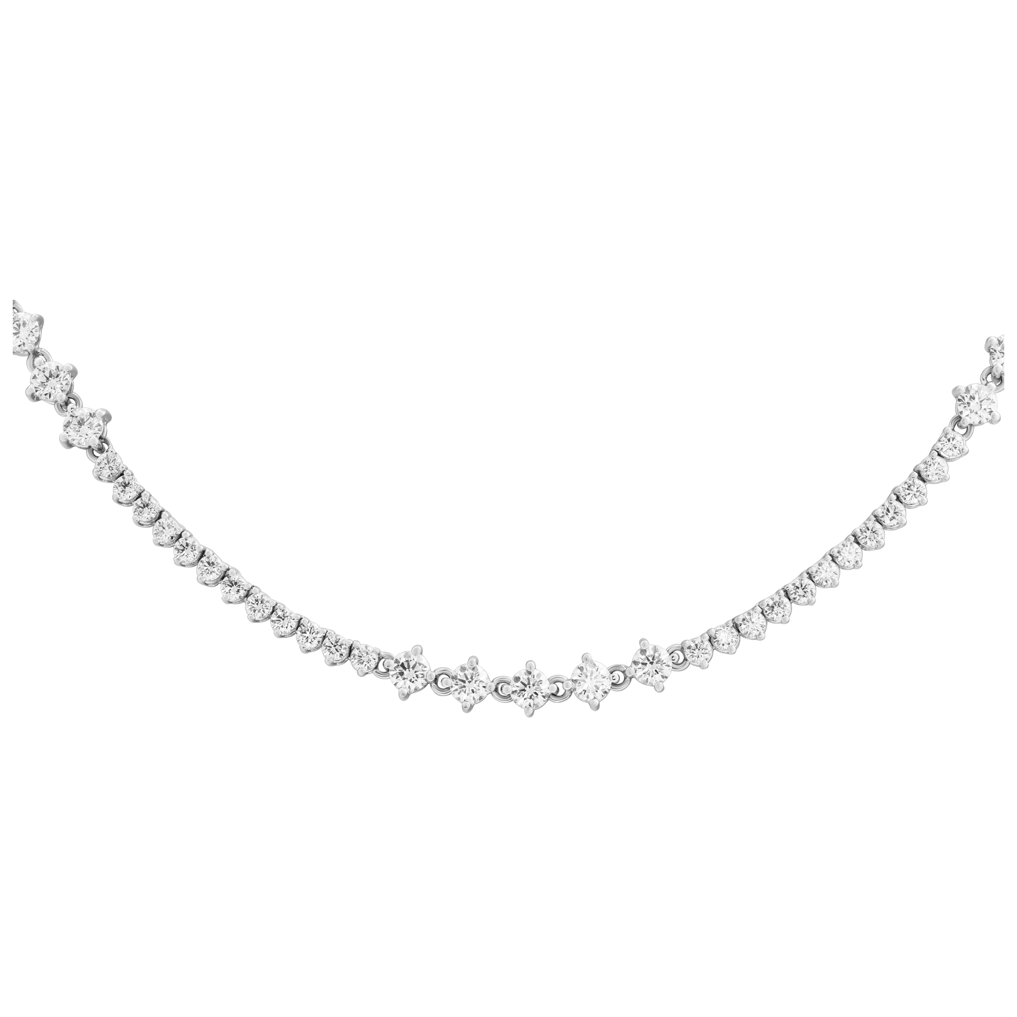 Diamond line necklace in 18k white gold with 7.6 carats in G-H Color VS Clarity diamonds