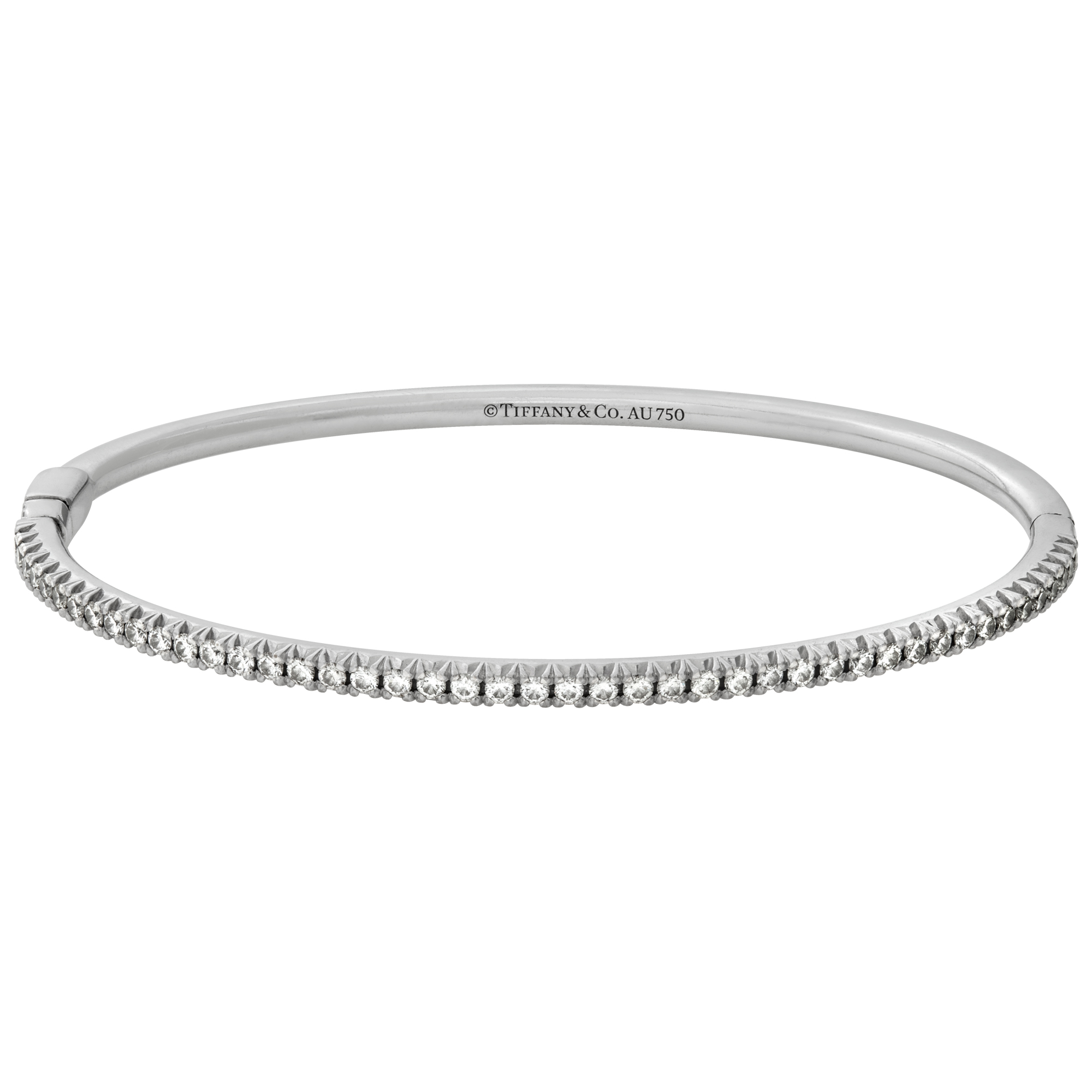 Tiffany & Co Metro hinged bangle in 18k white gold with 0.73 carats in diamonds