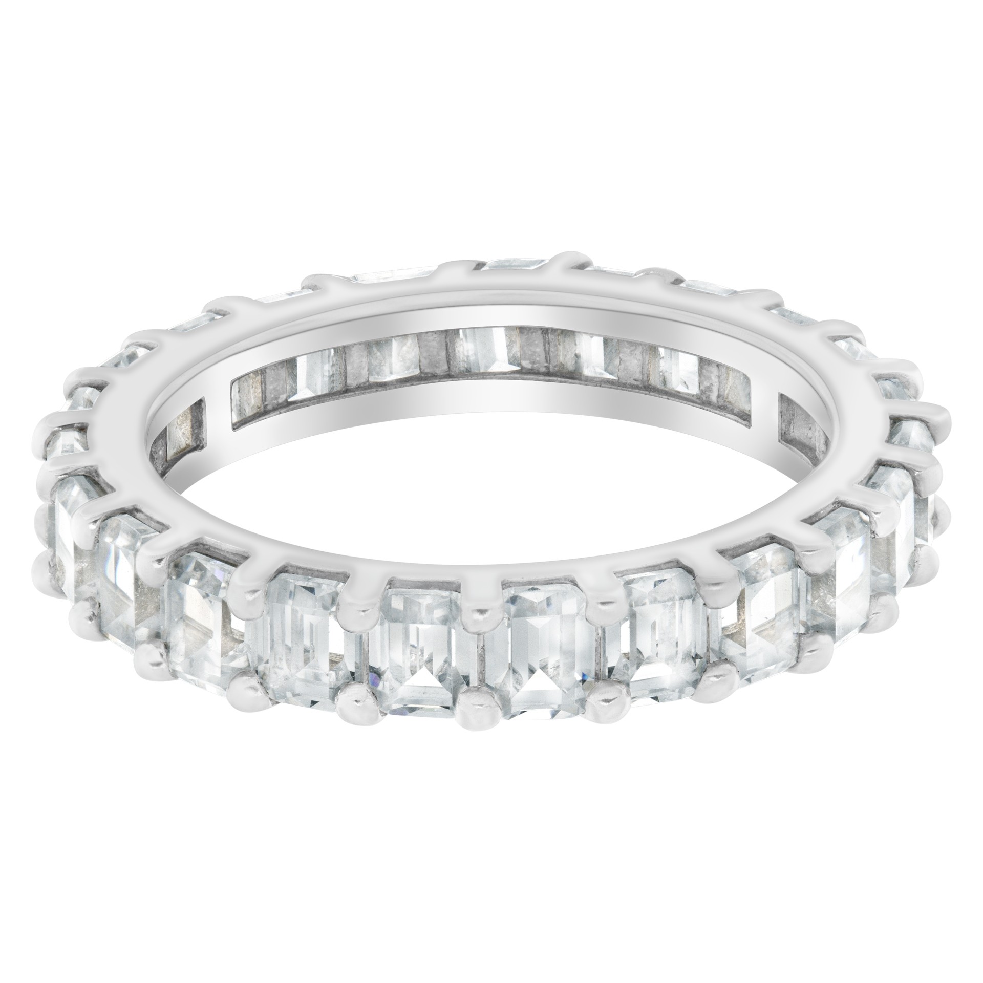 3.0ct Emerald Cut Diamond eternity band or ring in platinum image 1