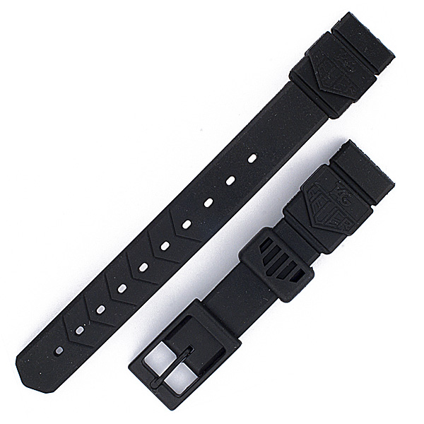 Ladies Tag Heuer black rubber strap (15x12) with tang buckle image 1