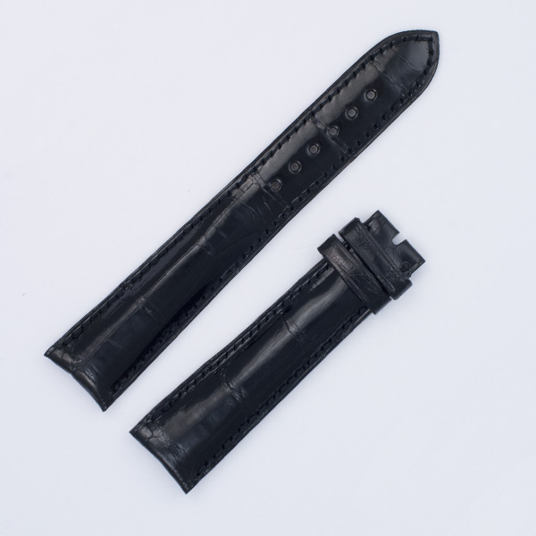 Choppard shiny black alligator strap 19mm x 16mm. 3" lug end & 4.5" buckle end. image 1