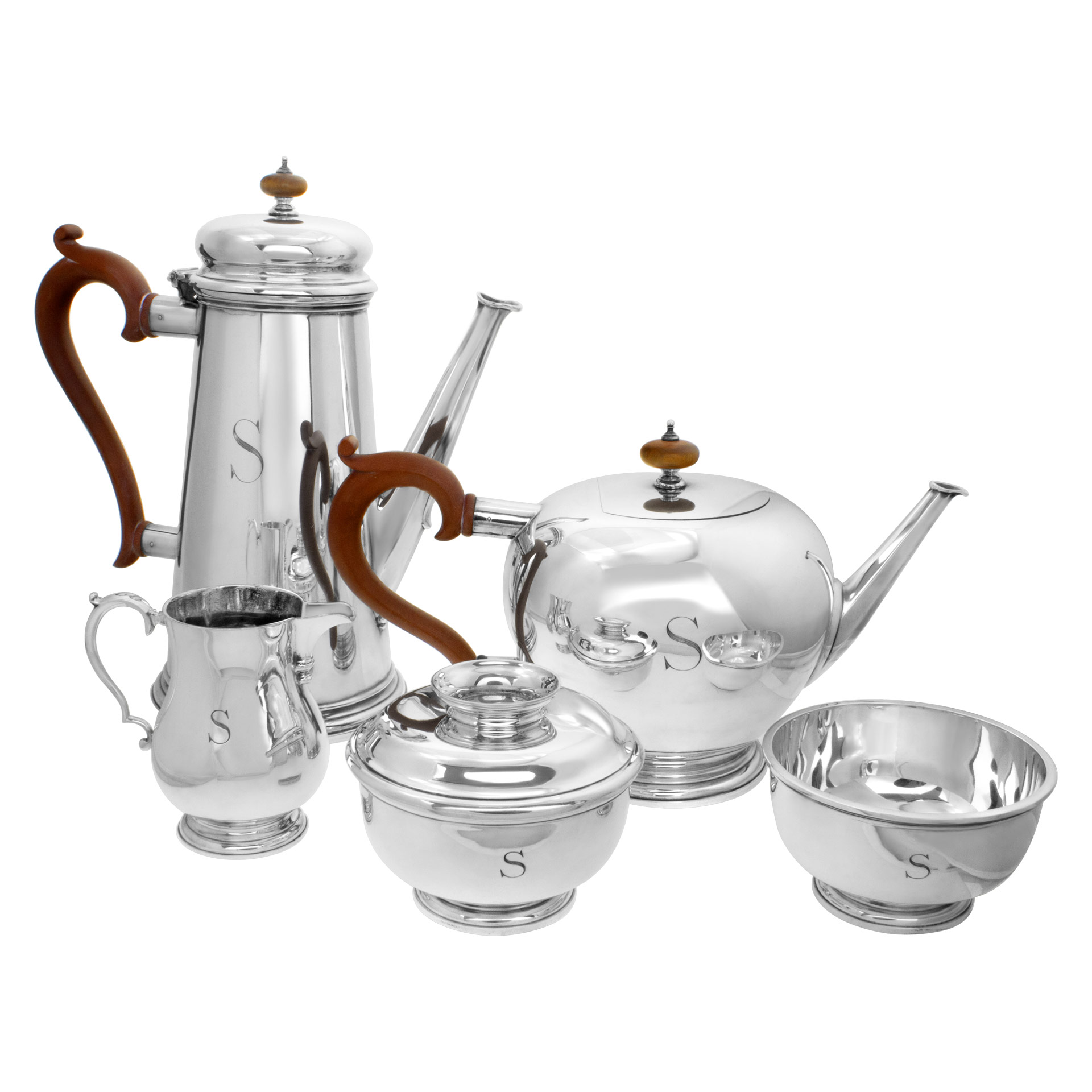 Vintage, Tiffany & Co Sterling Silver (Birmingham England), 5 pieces Tea/Coffee Set - Circa 1956-1957- Over 2850 grams (91. 63 troy ounces) sterling silver image 1