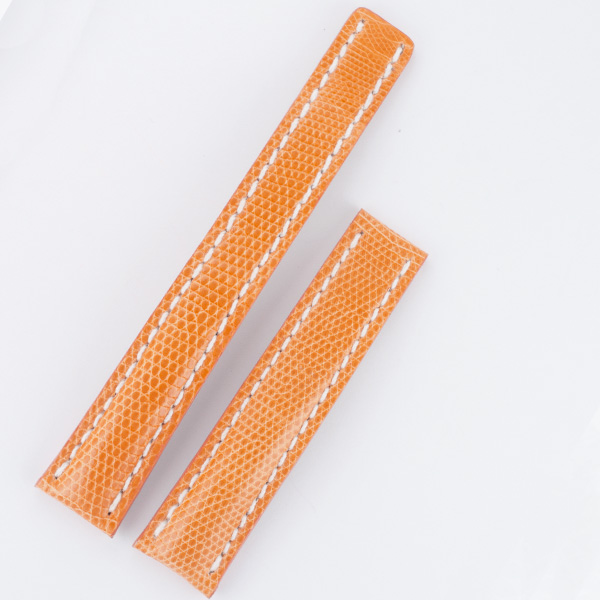 Breitling orange lizard strap with white stiching (18x16) image 1