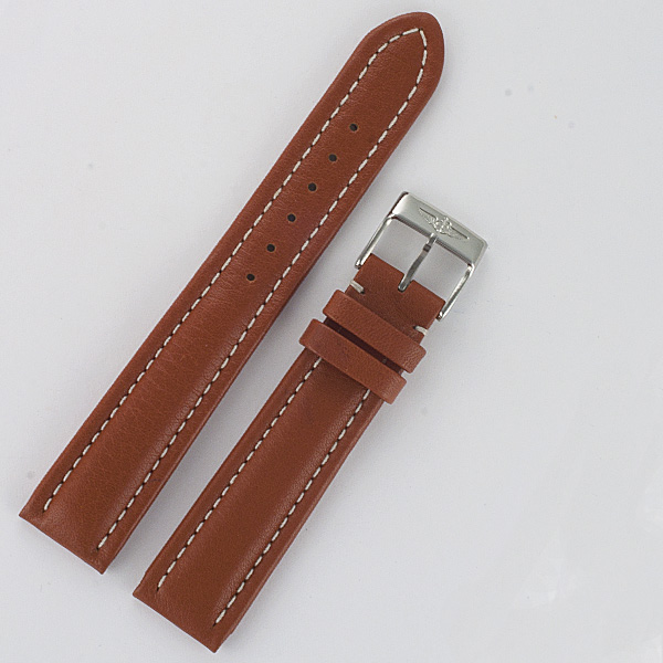 Breitling camel color calf skin strap with stainless steel two piece buckle (18x16) image 1